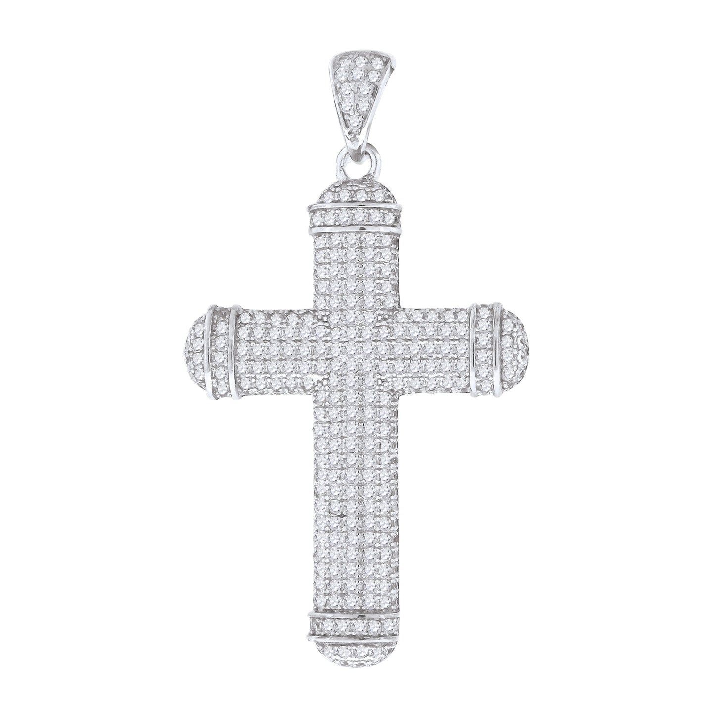 Sterling Silver Unisex Cubic Zirconia Cross Religious Charm Pendant
