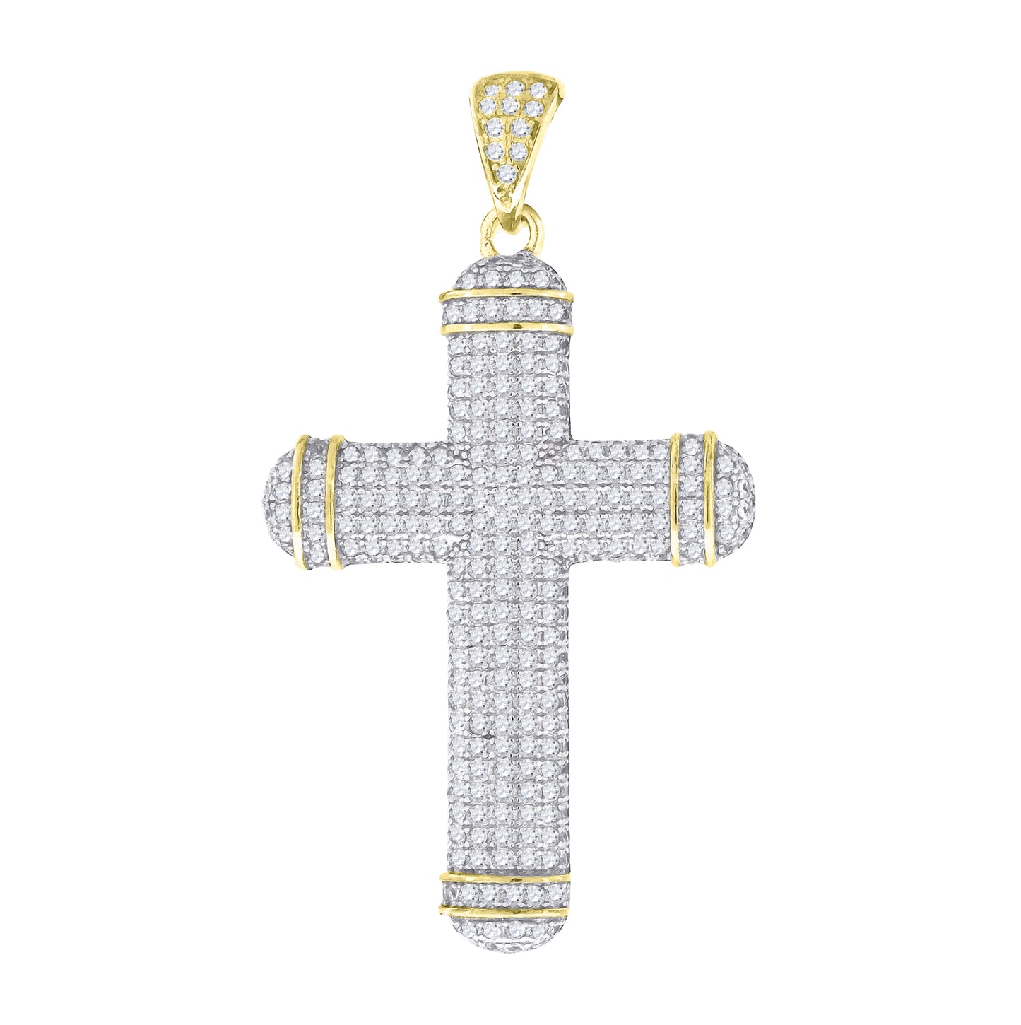 Sterling Silver Unisex Cubic Zirconia Cross Religious Charm Pendant