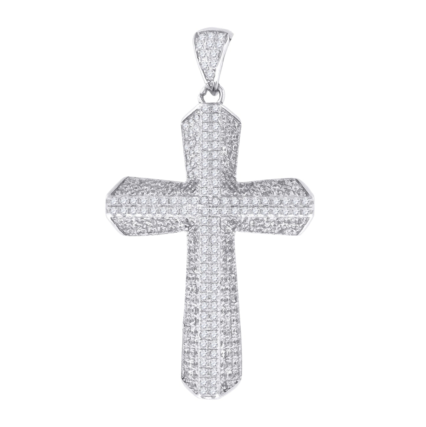 Sterling Silver Unisex Cubic Zirconia Cross Religious Charm Pendant