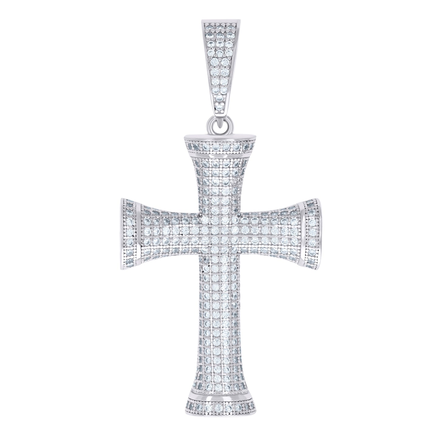 Sterling Silver Unisex Cubic Zirconia Cross Religious Charm Pendant