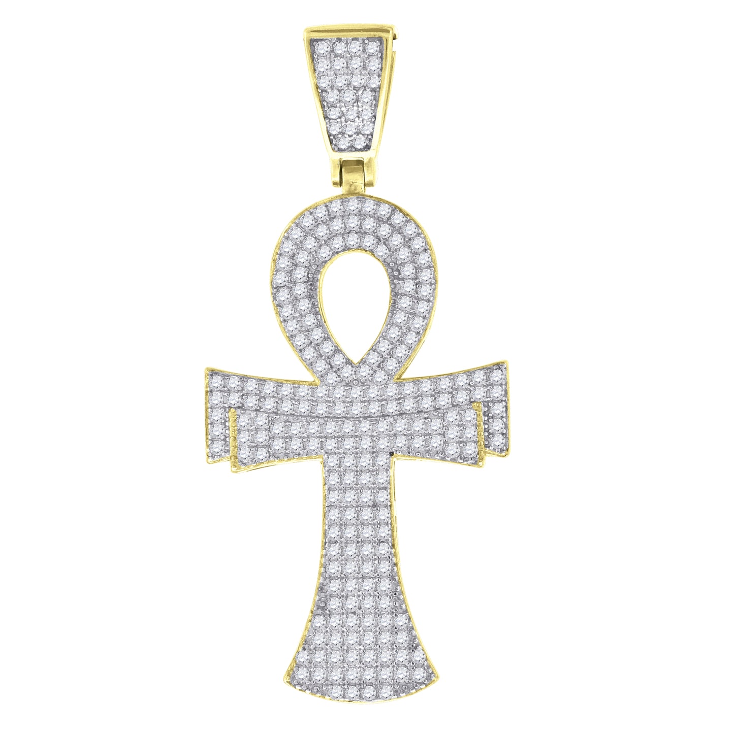 Sterling Silver Unisex Cubic Zirconia Ankh Cross Religious Charm Pendant