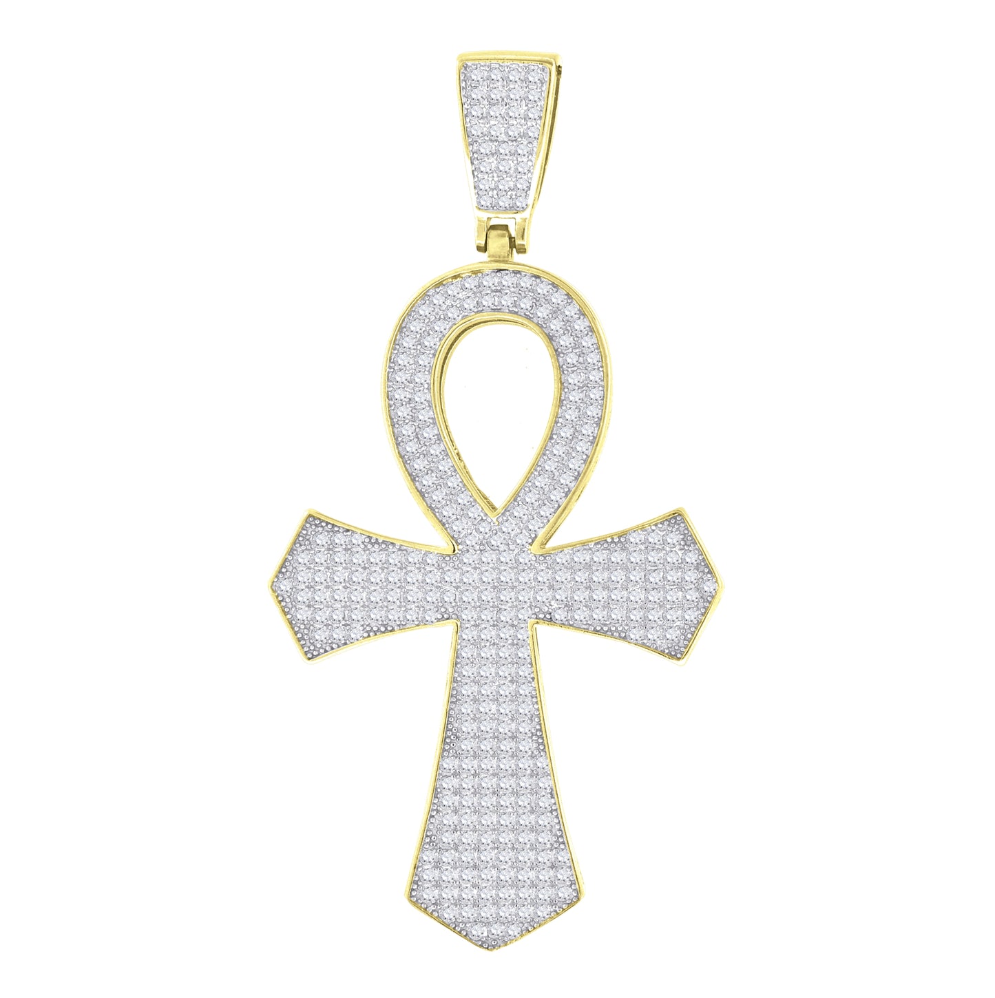 Sterling Silver Unisex Cubic Zirconia Ankh Cross Religious Charm Pendant