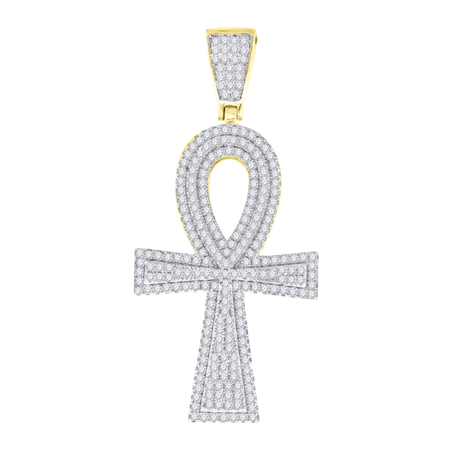 Sterling Silver Unisex Cubic Zirconia Ankh Cross Religious Charm Pendant