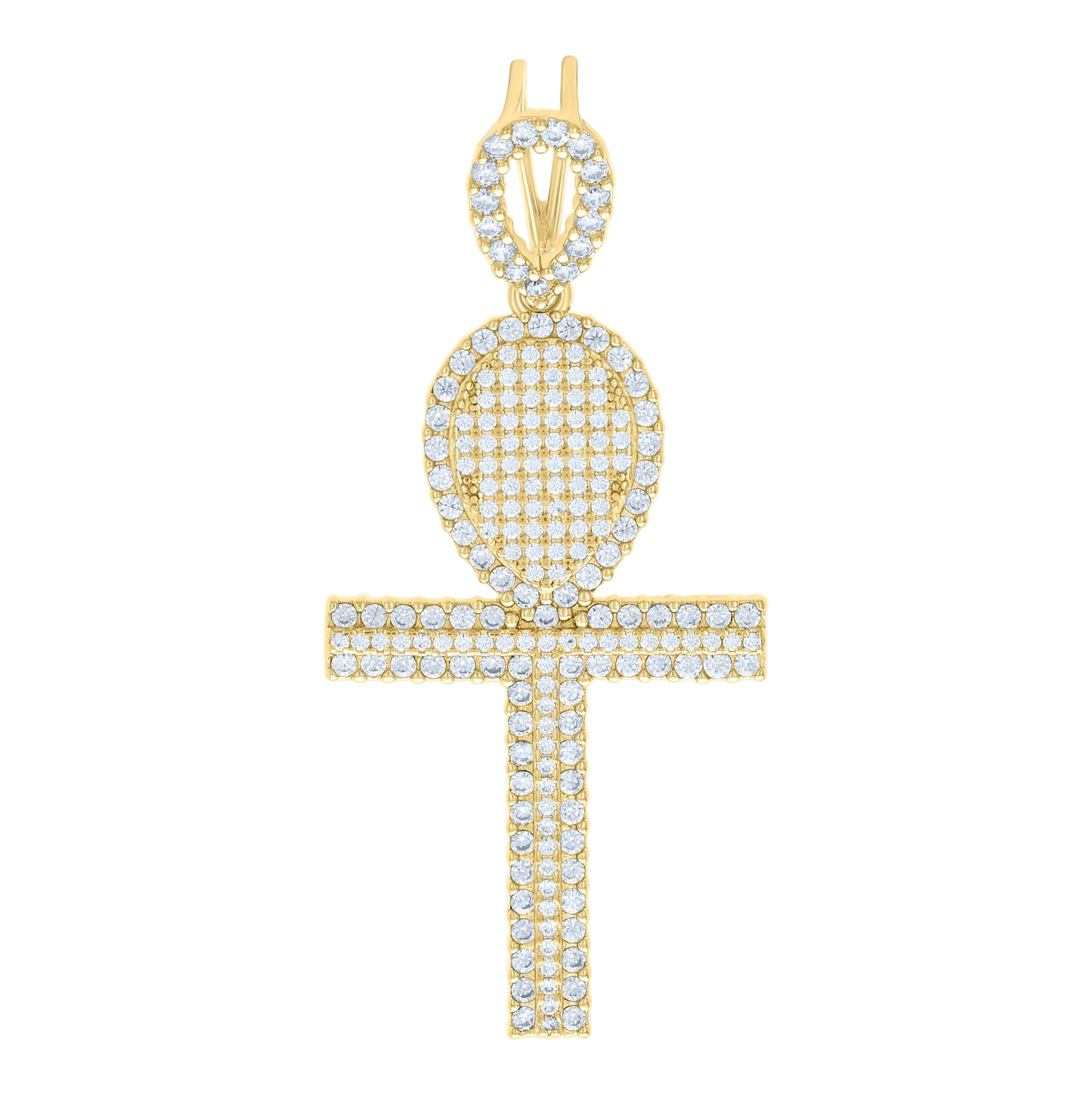 Sterling Silver Unisex Cubic Zirconia Ankh Cross Religious Charm Pendant