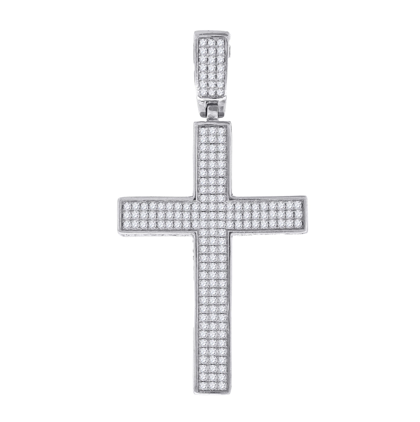 Sterling Silver Unisex Cubic Zirconia Cross Religious Charm Pendant