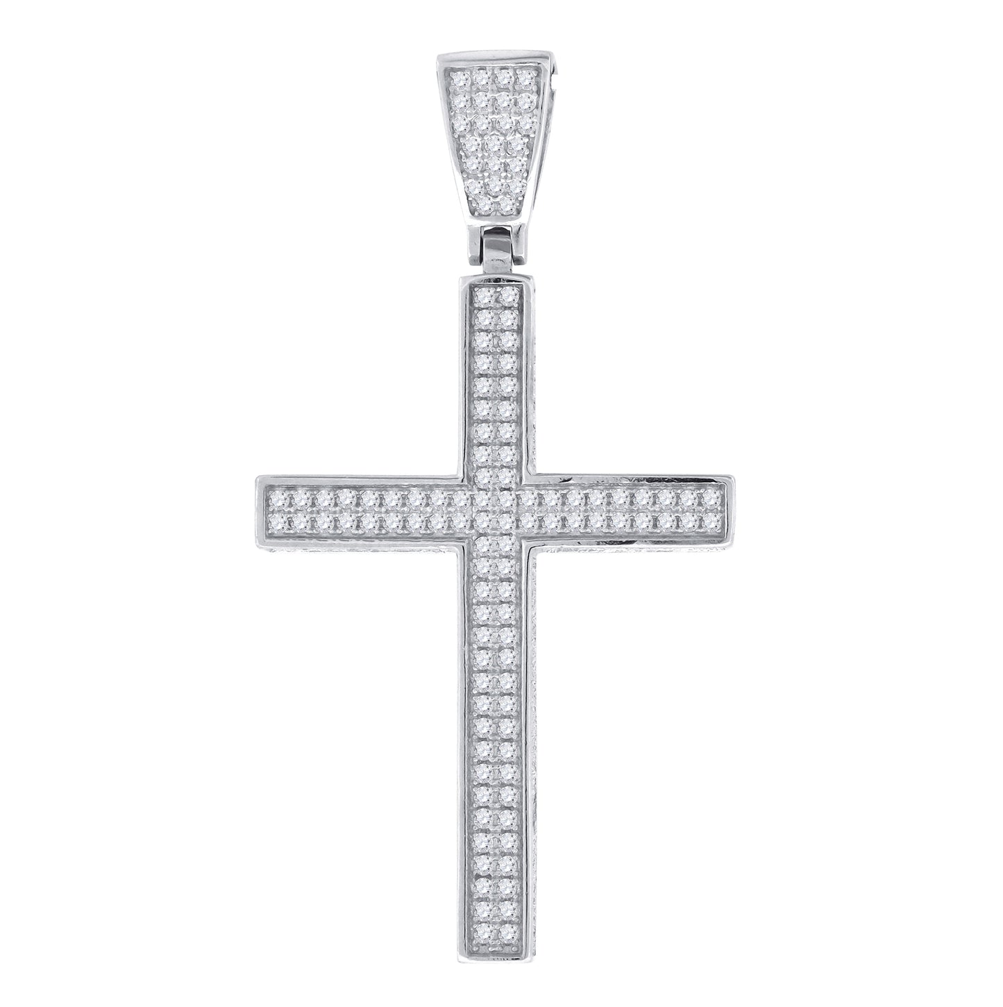 Sterling Silver Unisex Cubic Zirconia Cross Religious Charm Pendant