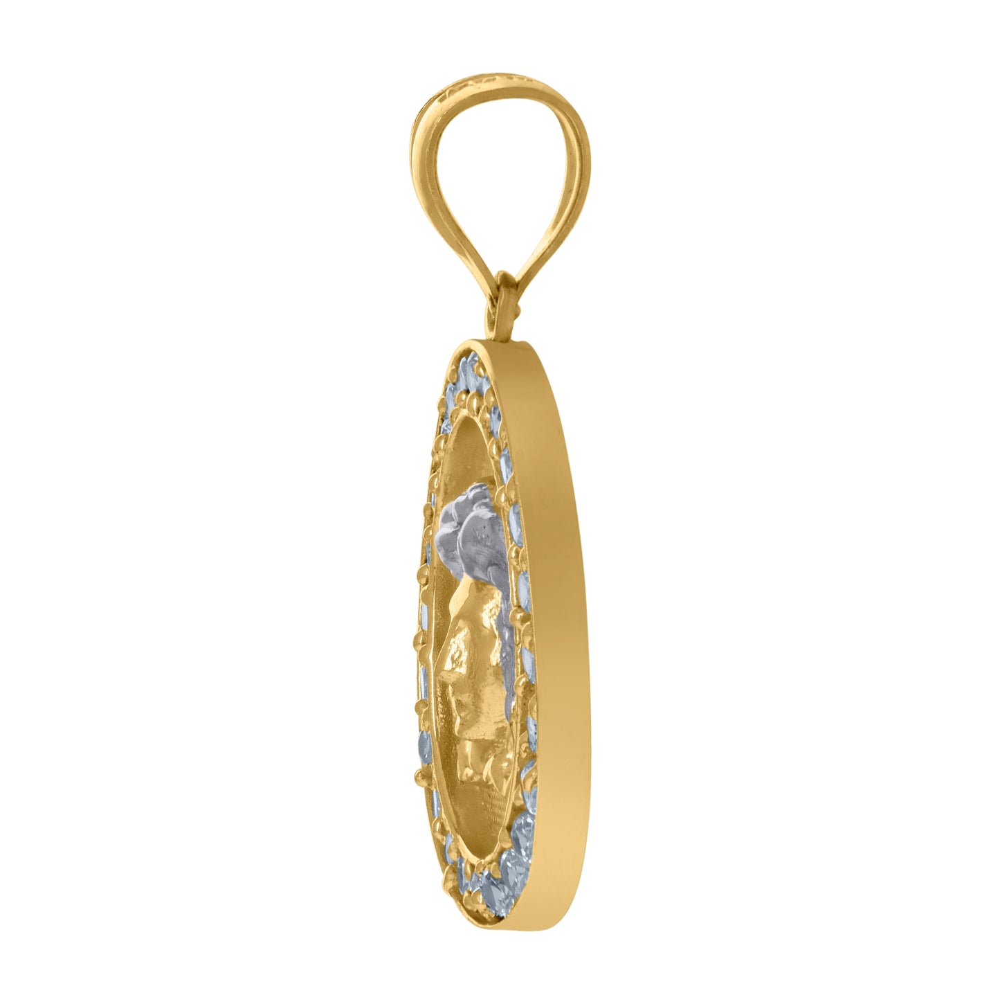 10K Two-tone Gold Mens Cubic-Zirconia Medusa Egyptian Fashion Charm Pendant