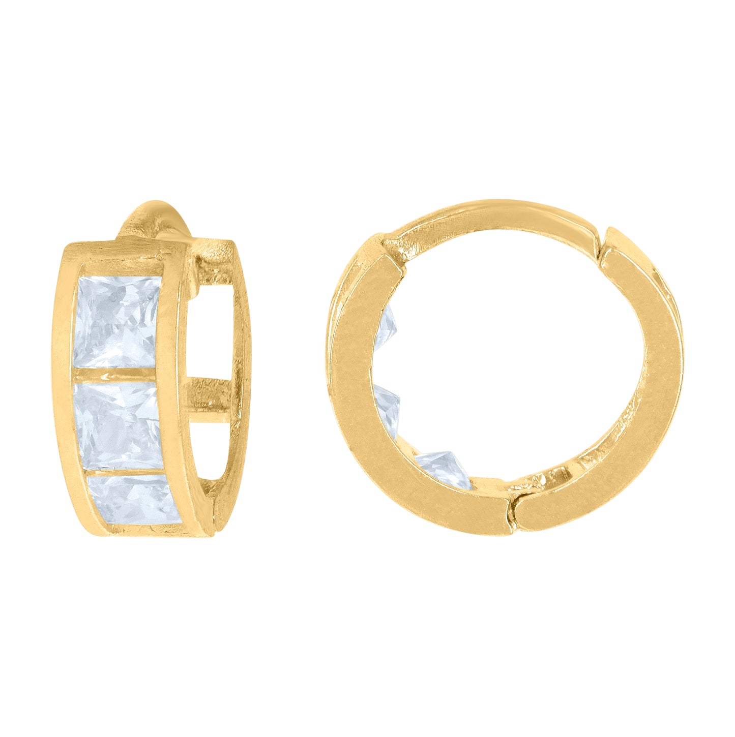 10K Yellow Gold Womens Princess Cut Cubic-Zirconia Cubic Zirconia Hoop Earrings
