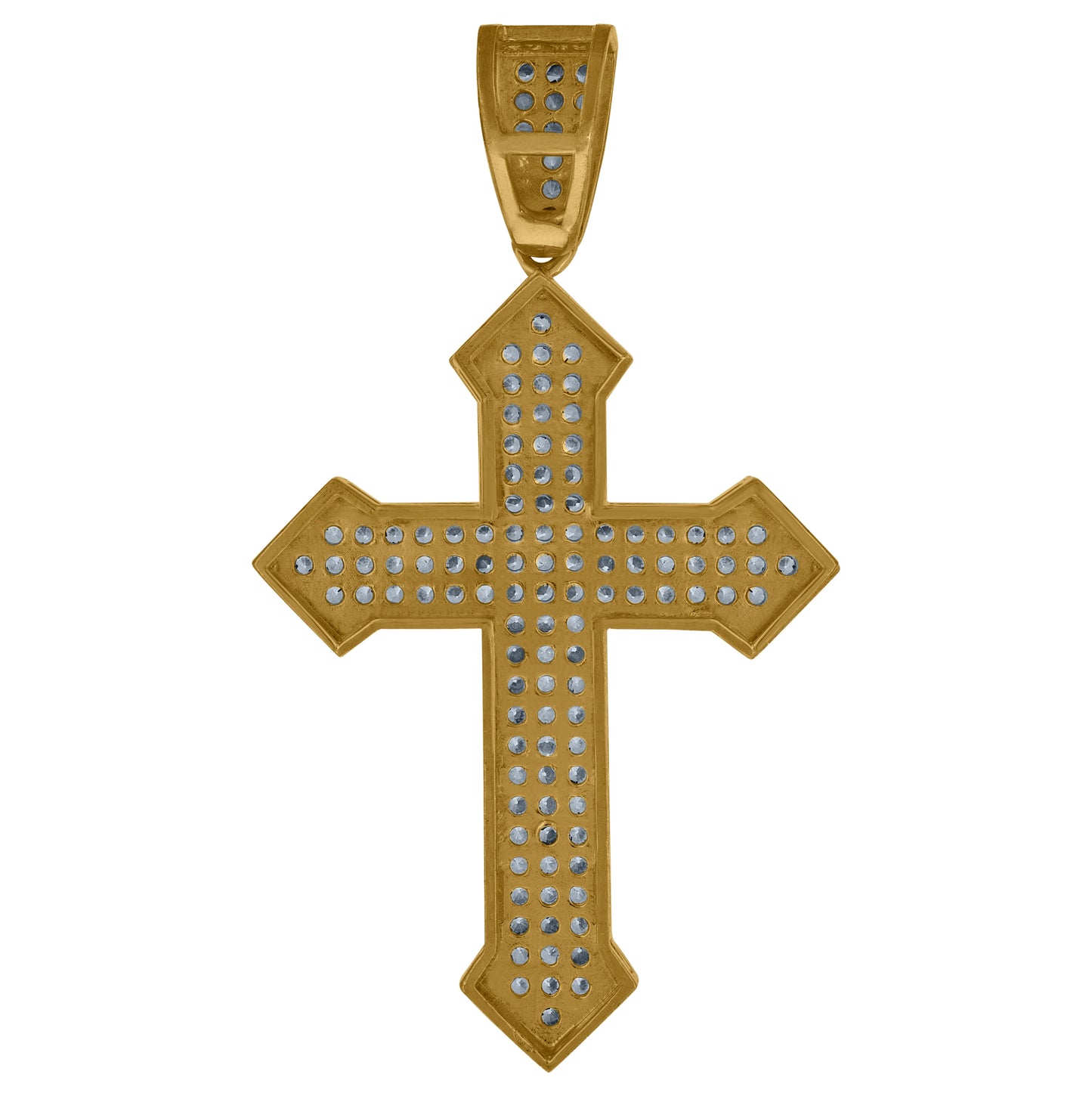 10K Gold Two-Tone Cubic-Zirconia Mens Cross Religious Charm Pendant
