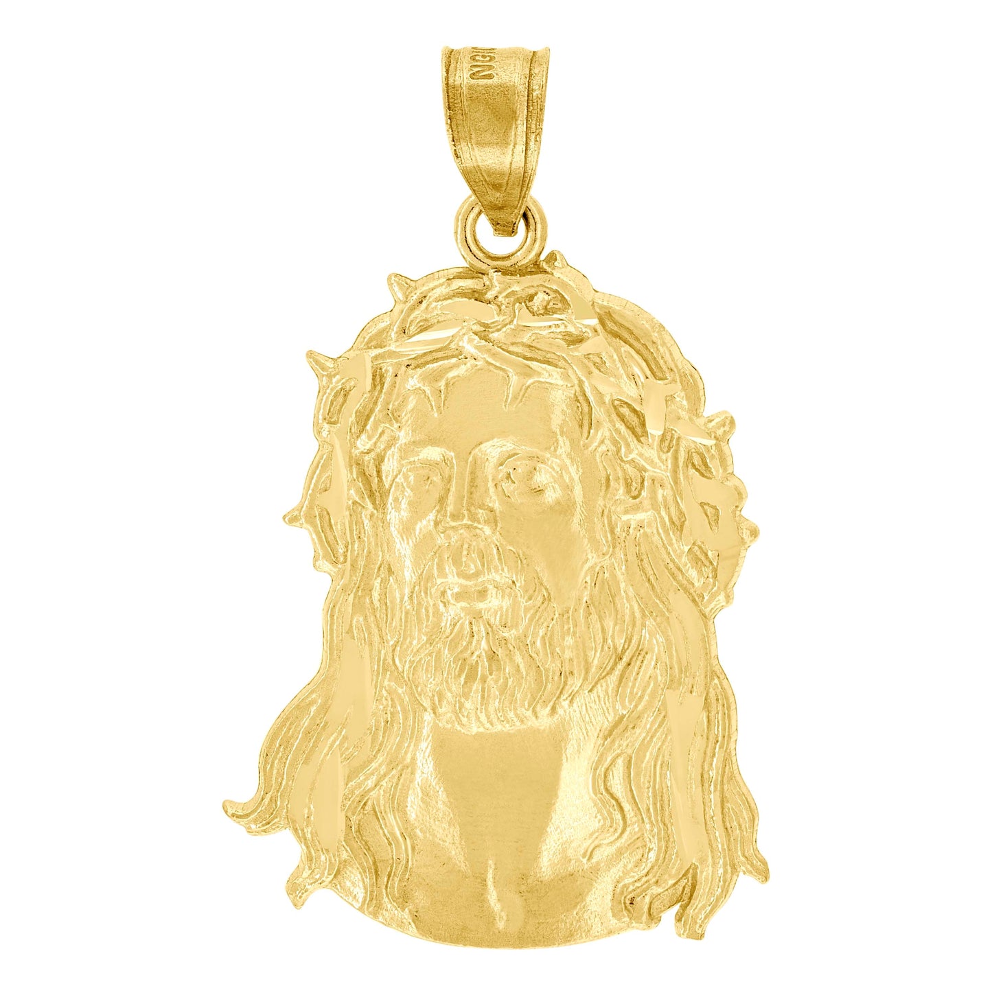 10K Yellow Gold Unisex Jesus Face Religious Charm Pendant
