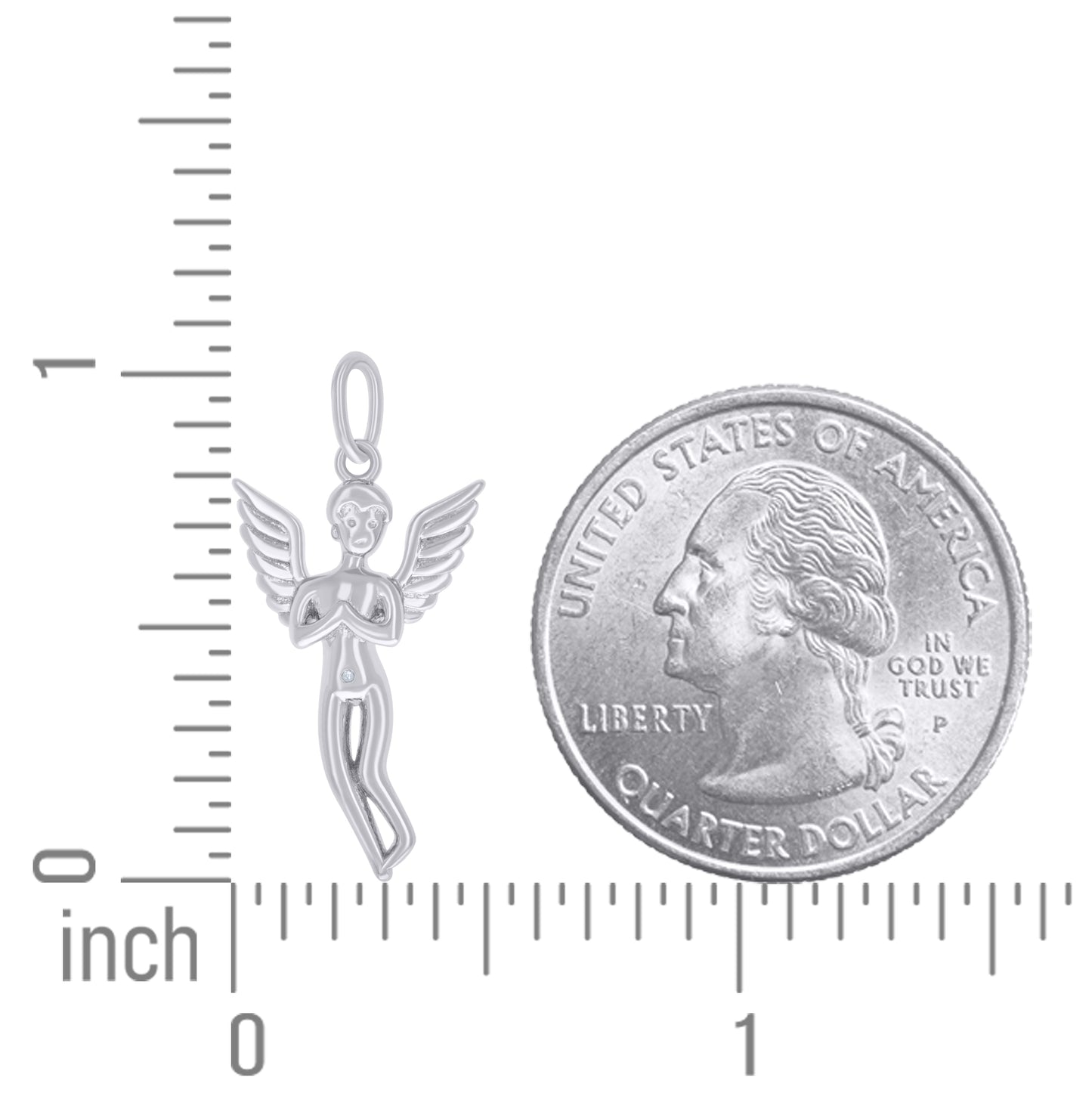 Sterling Silver Mens Religious Praying Angel Charm Pendant