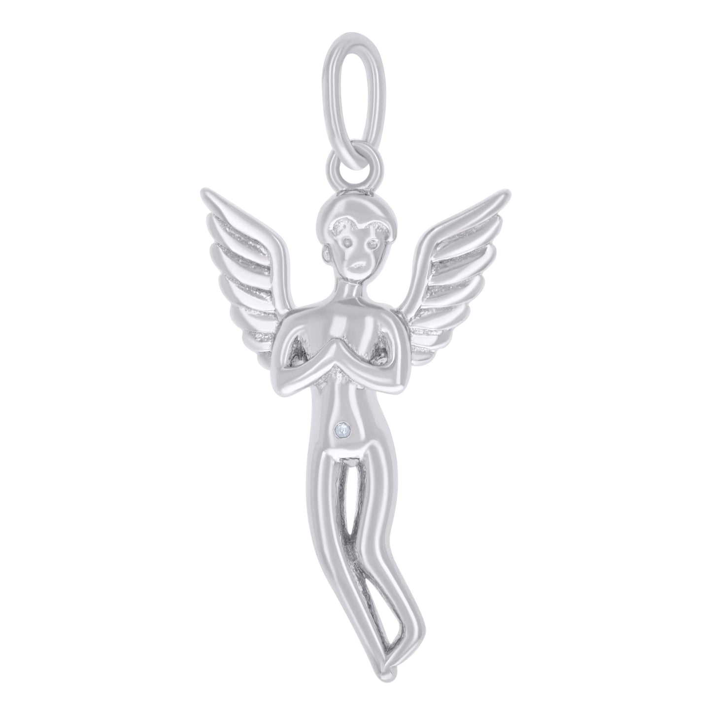 Sterling Silver Mens Religious Praying Angel Charm Pendant