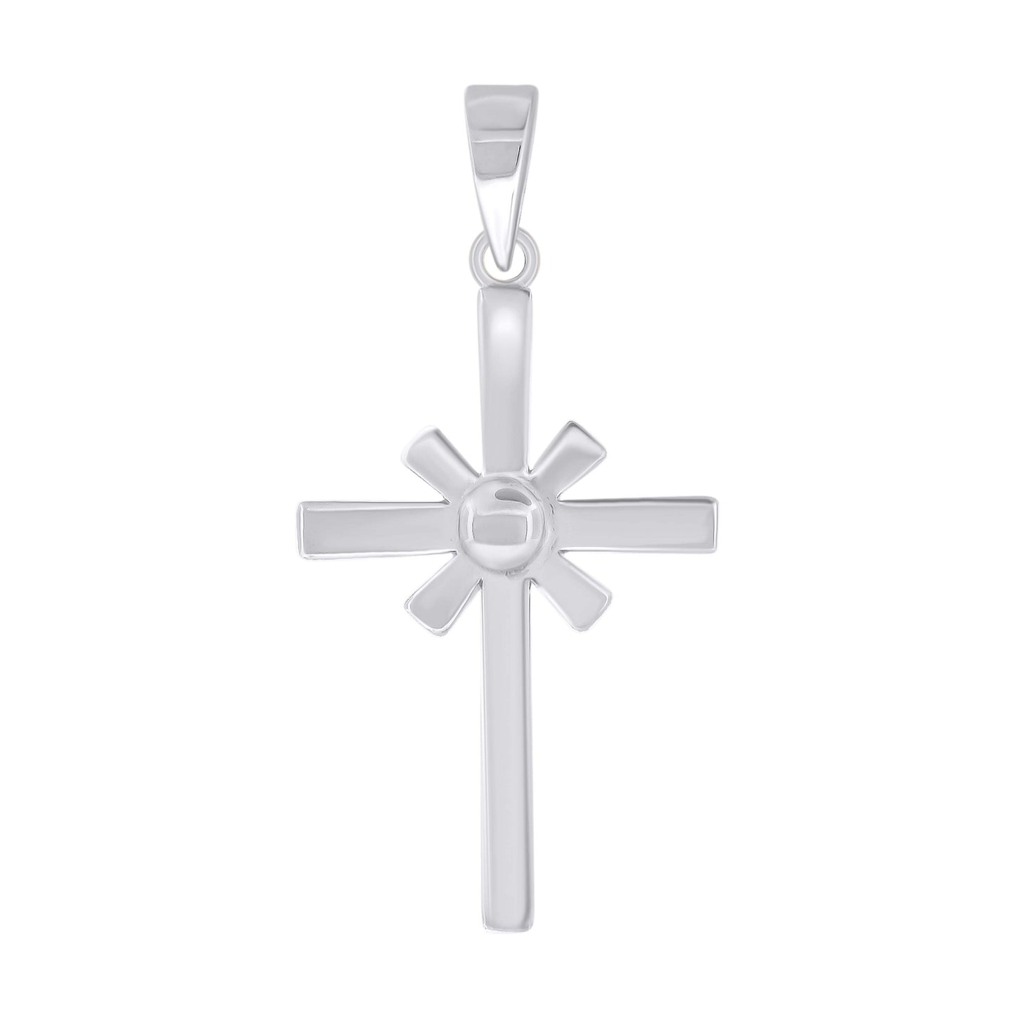 Sterling Silver Unisex Cubic-Zirconia Cross Religious Charm Pendant
