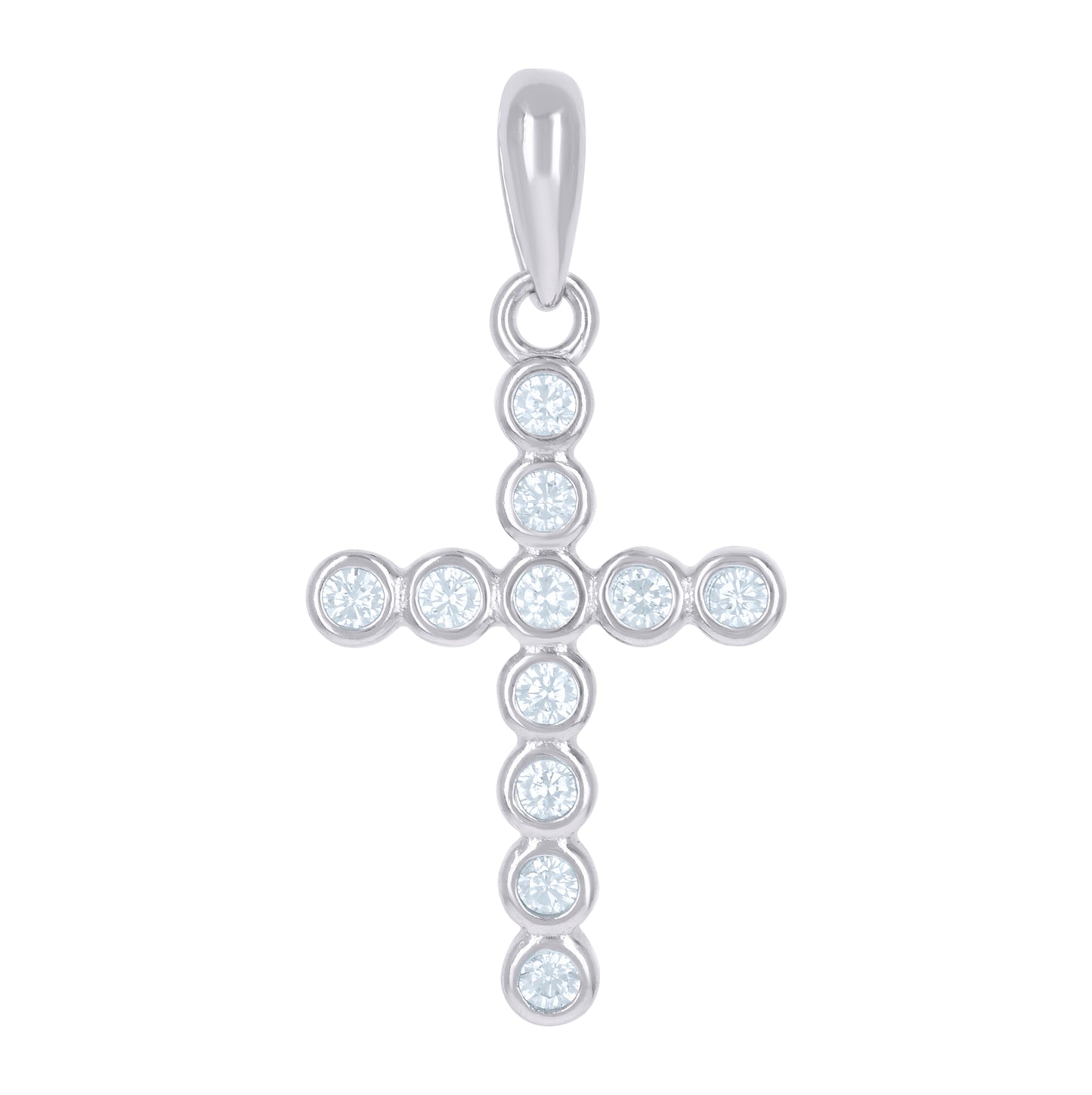 Sterling Silver Unisex Cubic-Zirconia Cross Religious Charm Pendant