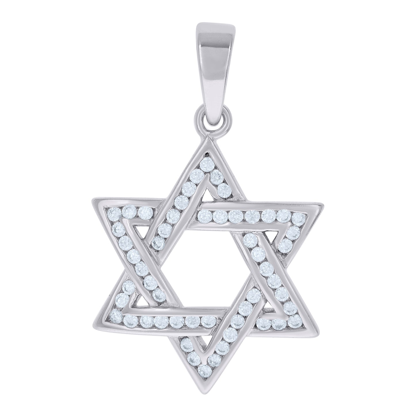 Sterling Silver Unisex Cubic-Zirconia Star Of David Symbol Religious Charm Pendant