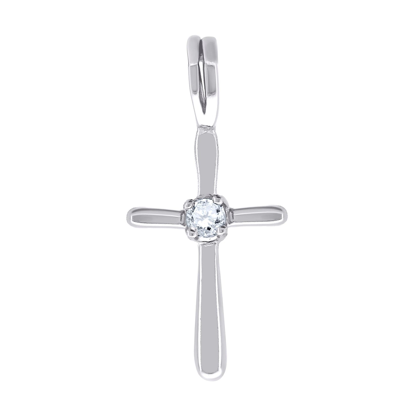 Sterling Silver Unisex Cubic-Zirconia Cross Religious Charm Pendant