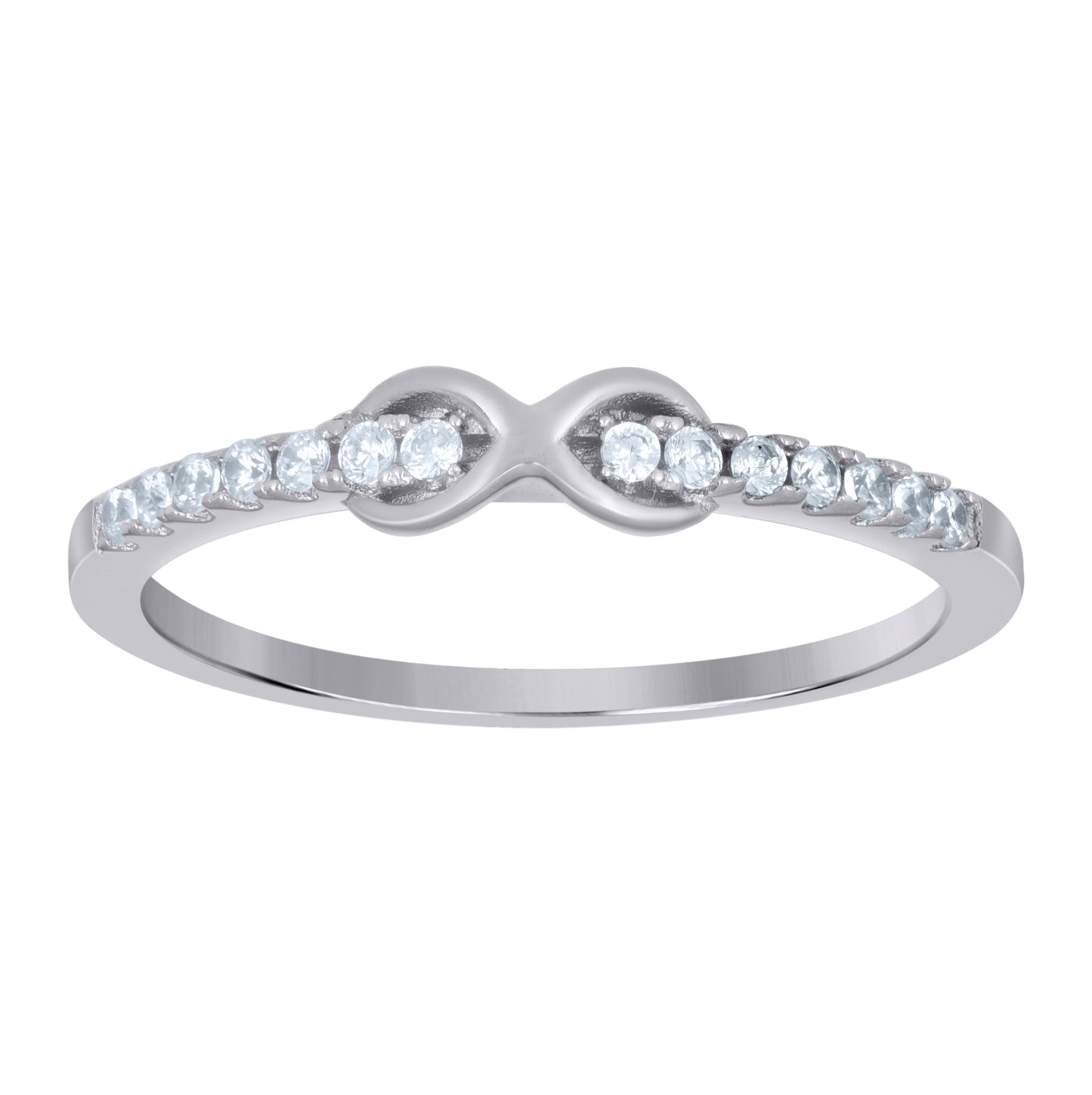 Sterling Silver Womens Cubic-Zirconia Infinity Bridal Anniversary Wedding Engagement Band Ring