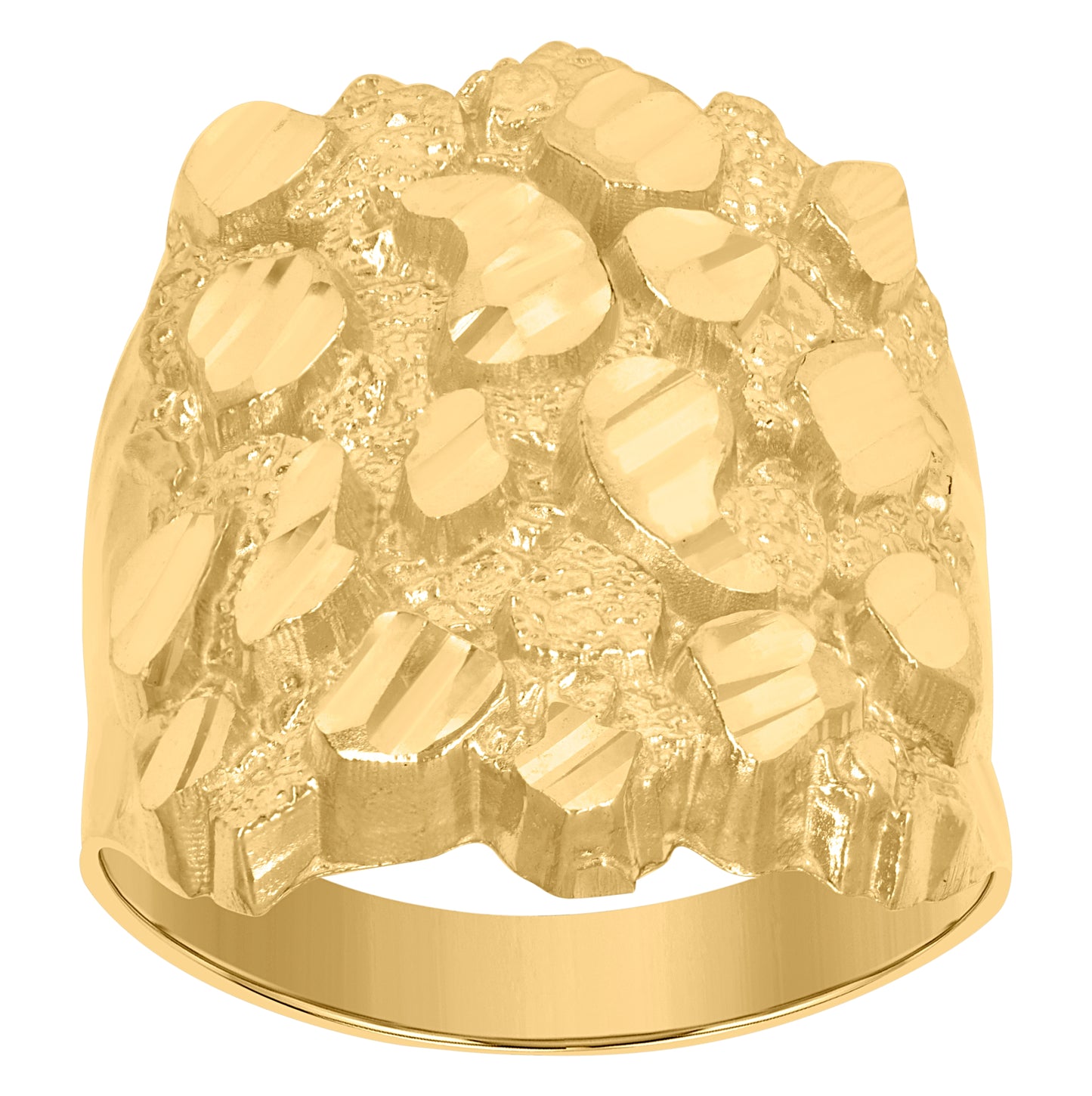 10K Yellow Gold Mens Nugget Fashion Ring