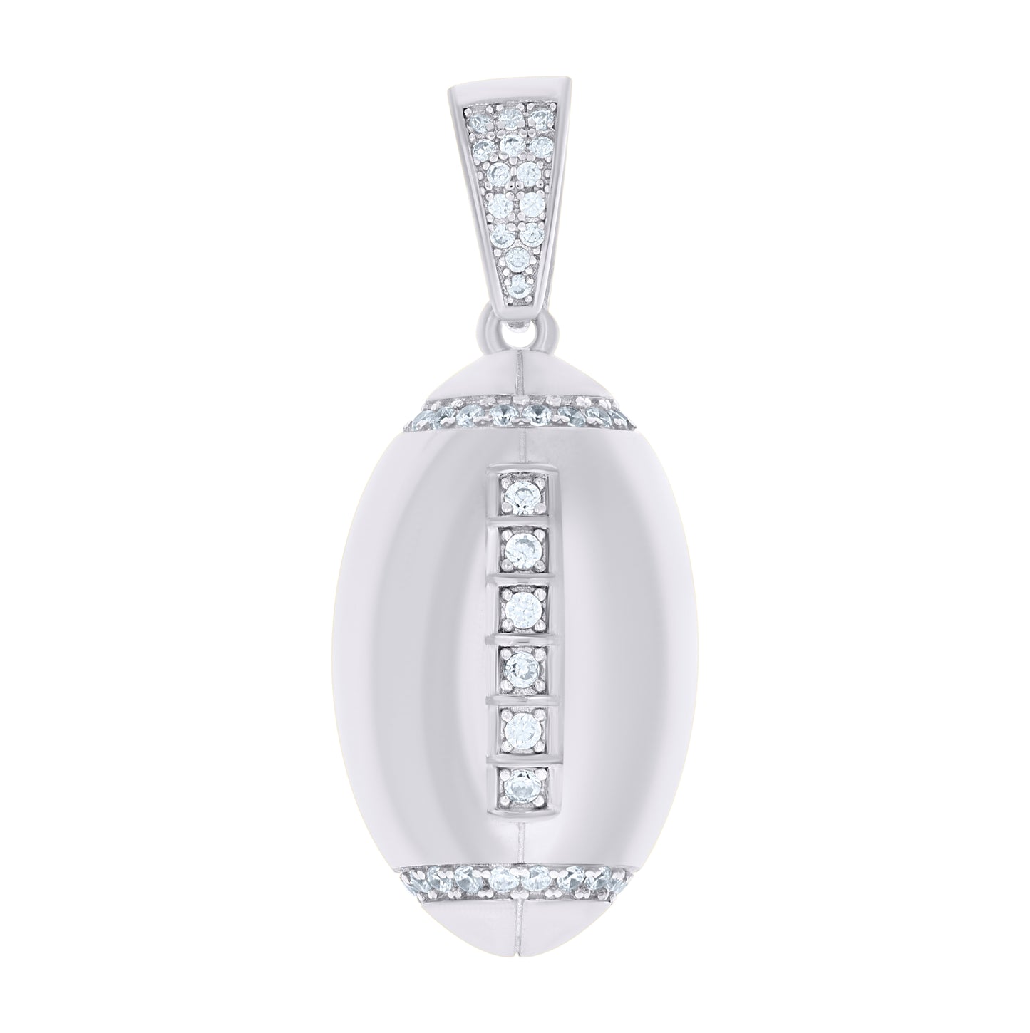 Sterling Silver Mens Round Cubic Zirconia Football Sports Cluster Fashion Charm Pendant
