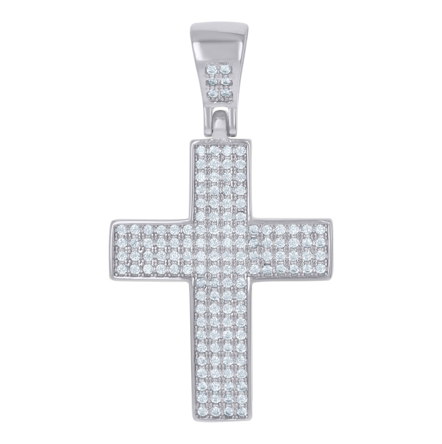 Sterling Silver Unisex Cubic Zirconia Cross Religious Charm Pendant