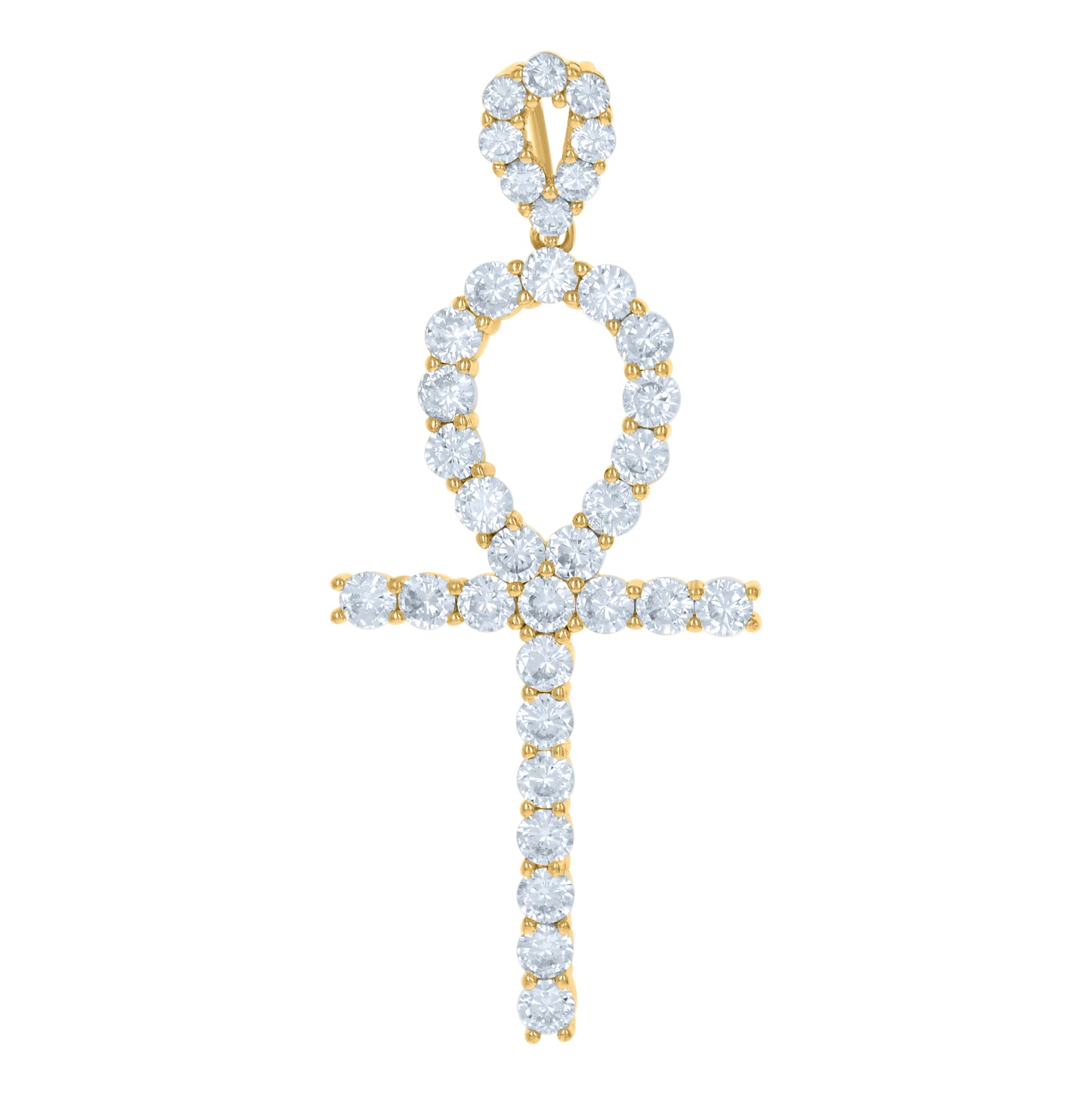 Sterling Silver Unisex Cubic Zirconia Ankh Cross Religious Charm Pendant