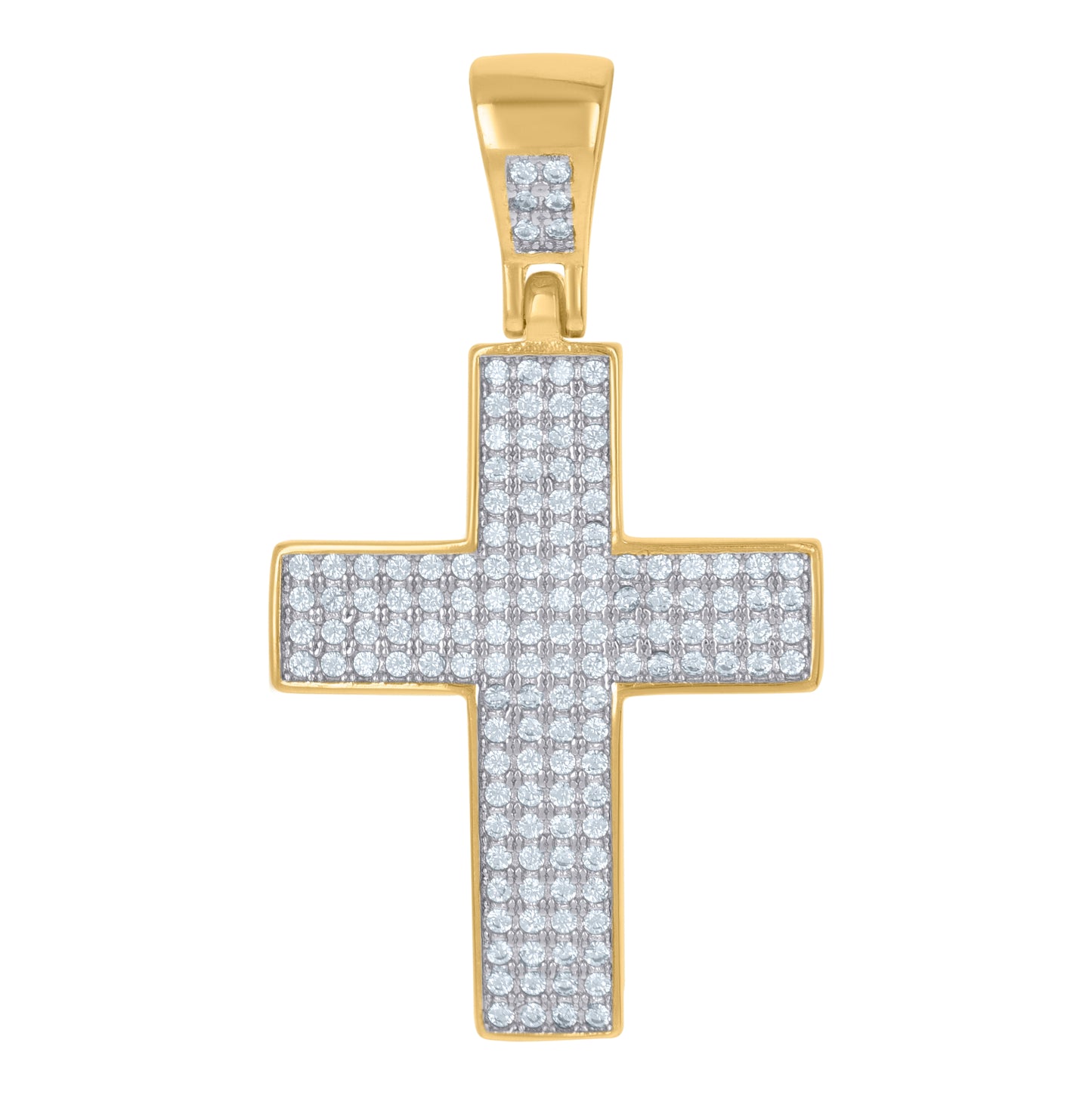 Sterling Silver Unisex Cubic Zirconia Cross Religious Charm Pendant