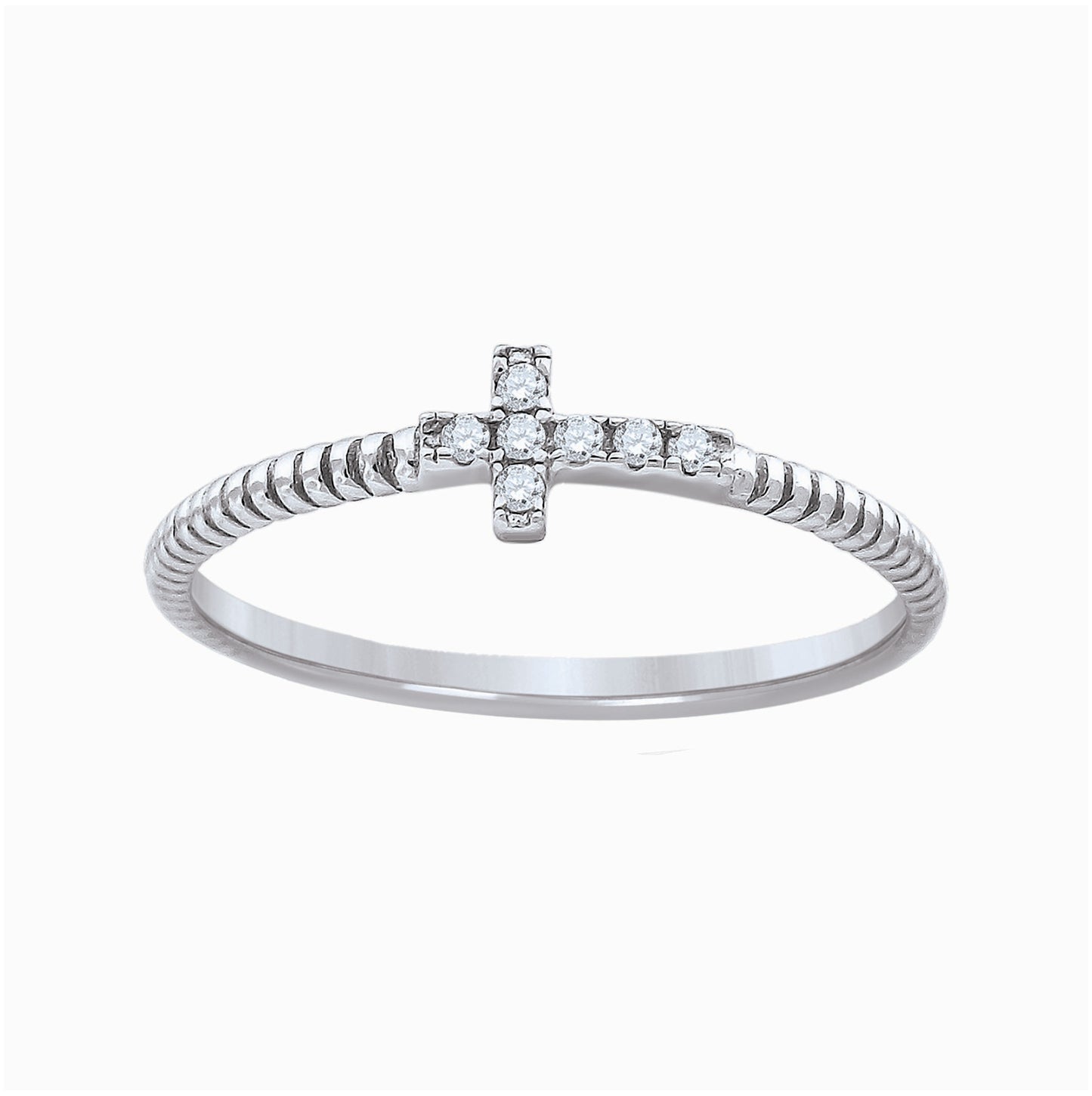 Sterling Silver Womens Cubic-Zirconia Cross Religious Bridal Anniversary Wedding Engagement Band Ring