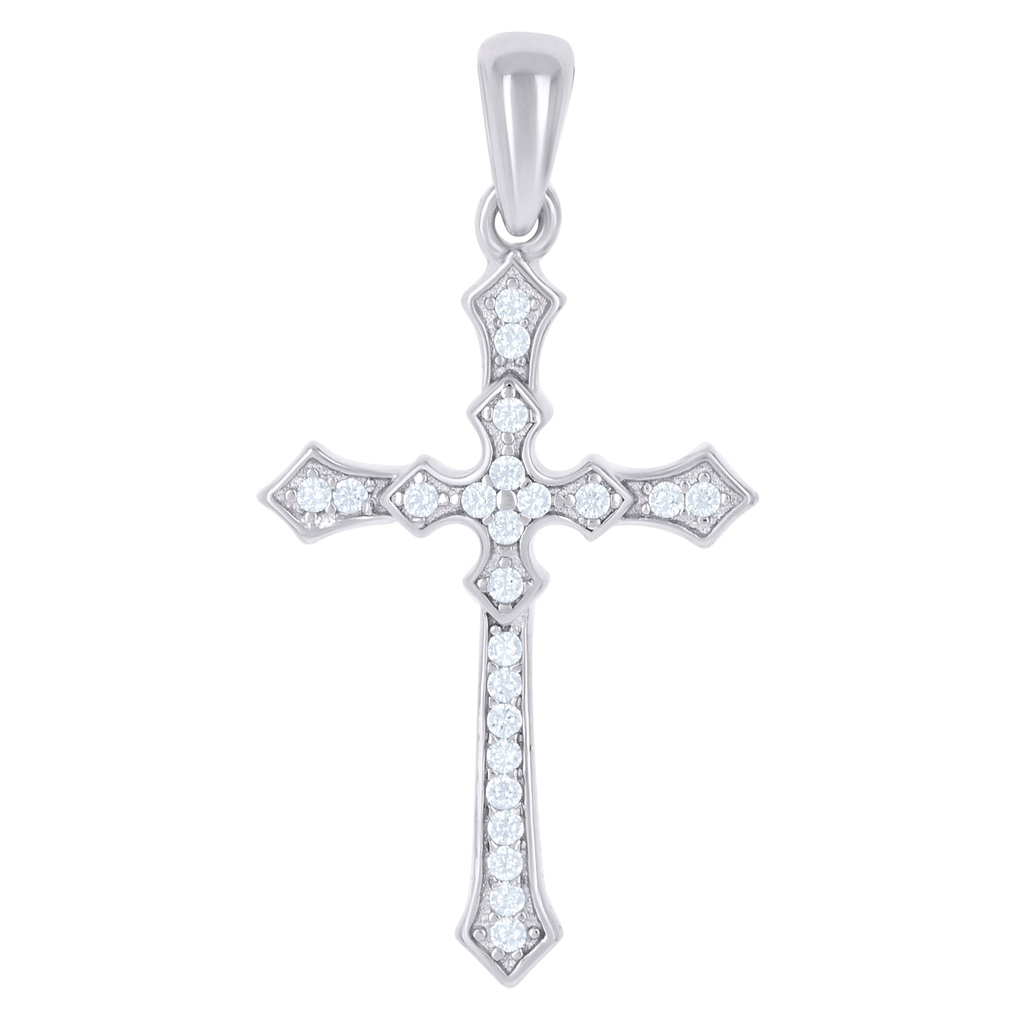 Sterling Silver Unisex Cubic-Zirconia Cross Religious Charm Pendant