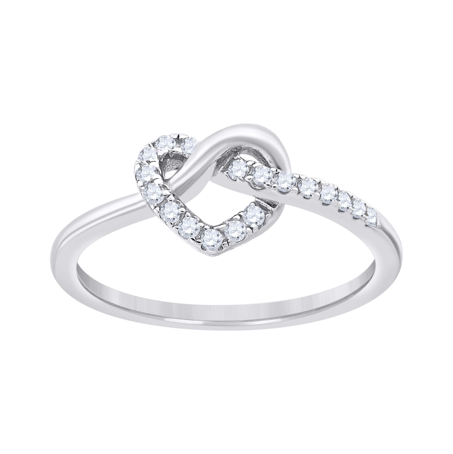 Sterling Silver Womens Cubic Zirconia Love Knot Heart Adjustable Toe Bridal Anniversary Wedding Engagement Band Ring