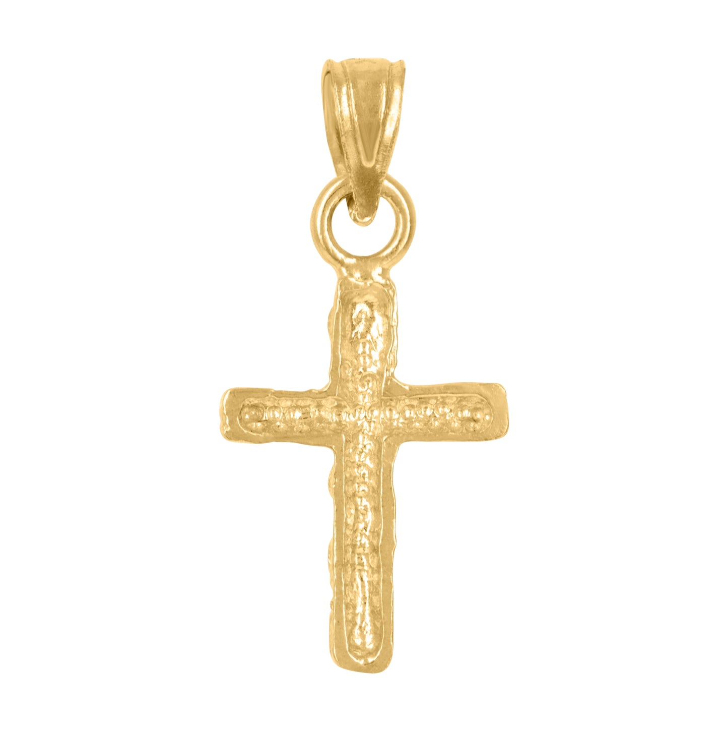 10K Yellow Gold Unisex Diamond-Cut Nugget Latin Cross Religious Charm Pendant