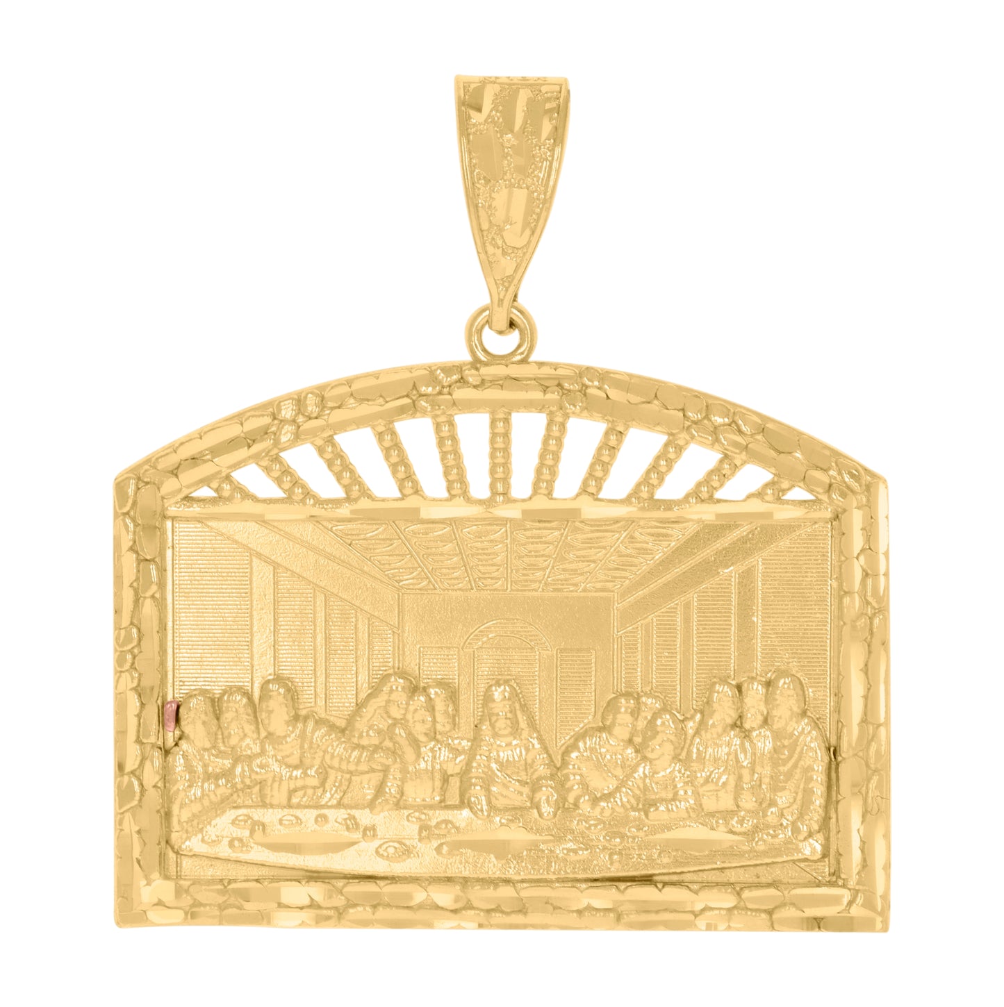 10K Two-Tone Gold Mens Women Textured Last Supper Religious Charm Pendant