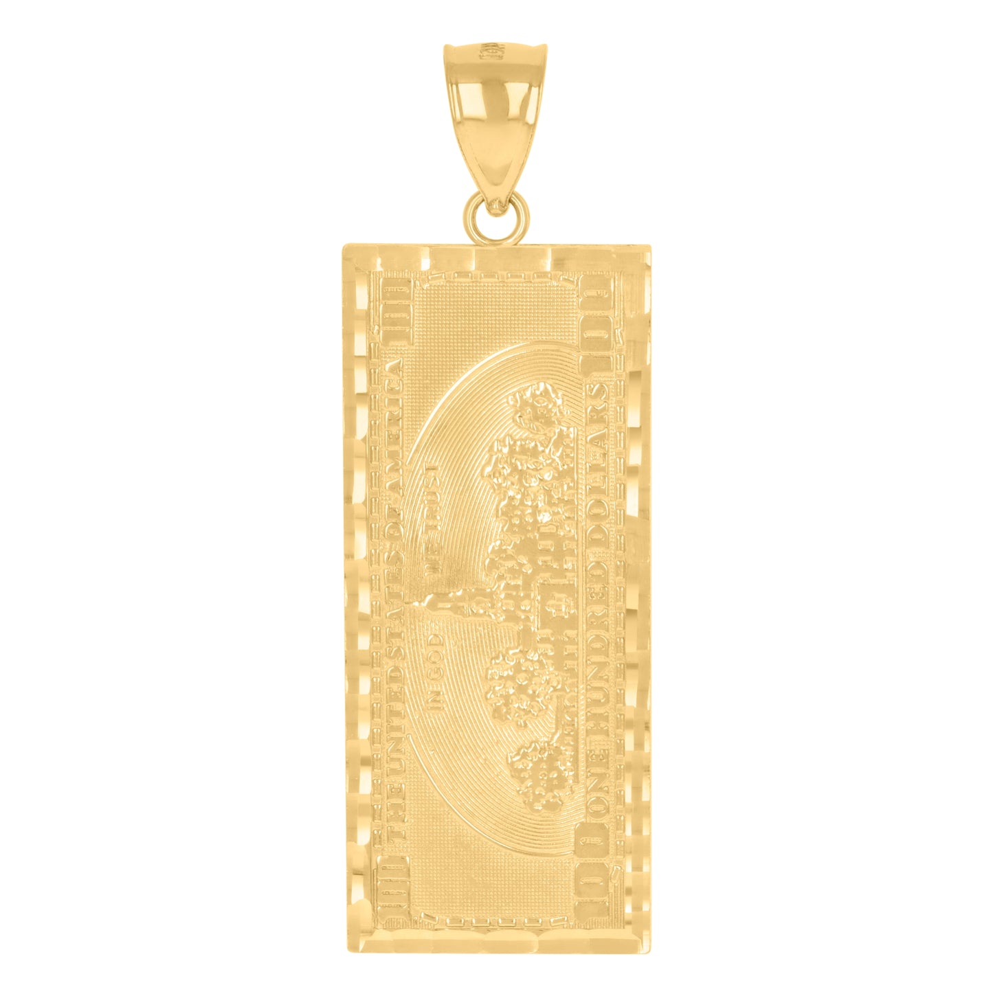 10K Yellow Gold Mens 100 Dollar Bill Fashion Charm Pendant