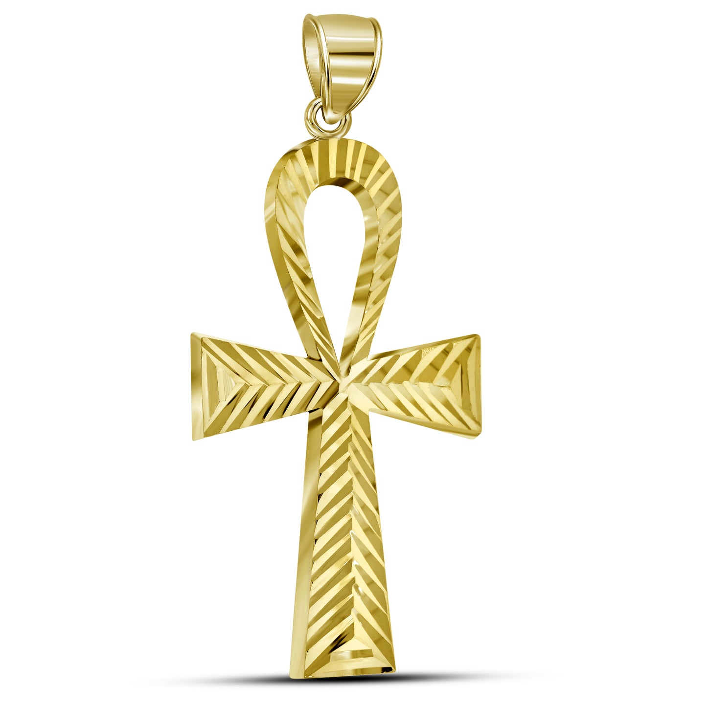 10K Yellow Gold Mens Ankh Cross Egyptian Religious Charm Pendant