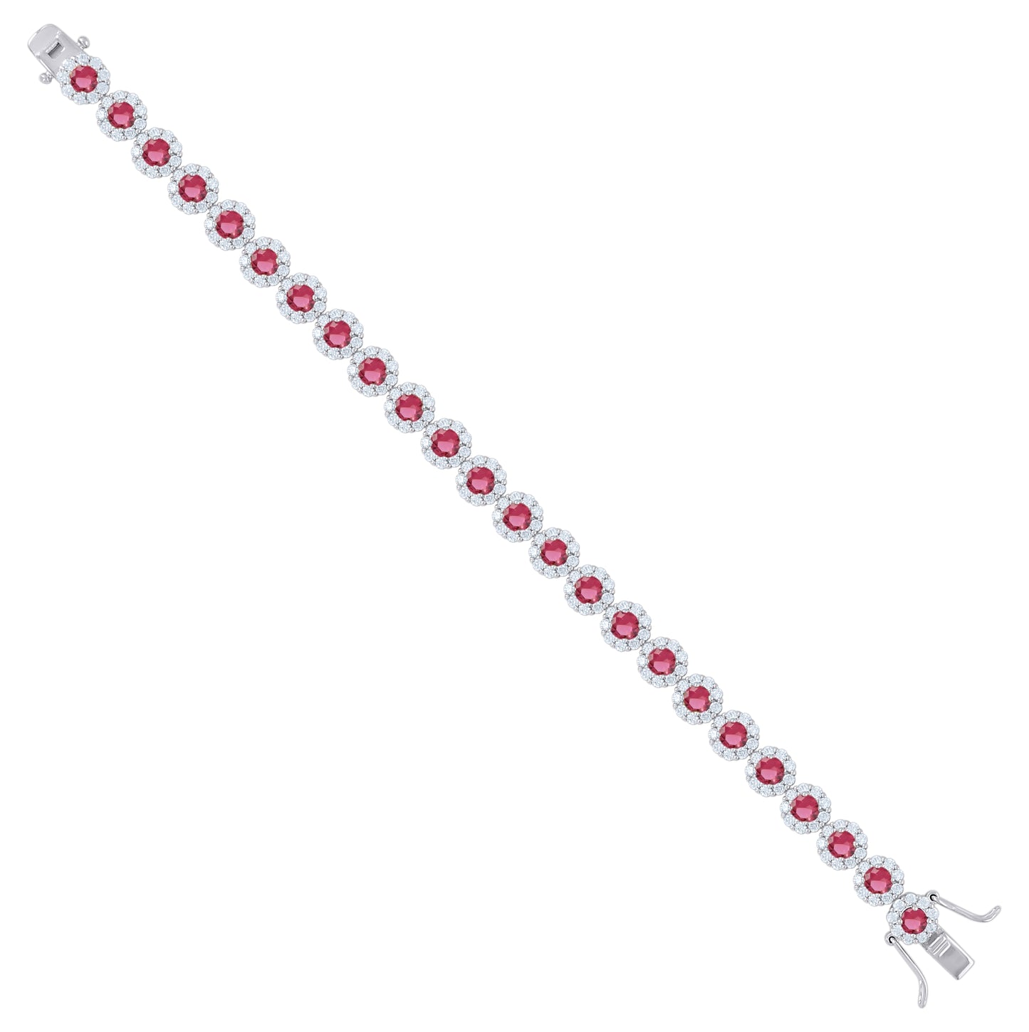 Sterling Silver Womens Cubic Zirconia Fancy Tennis Flower Bracelet Size 8 Inches