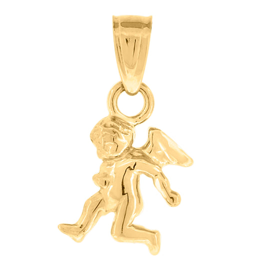 10K Yellow Gold Unisex Angel Religious Charm Pendant