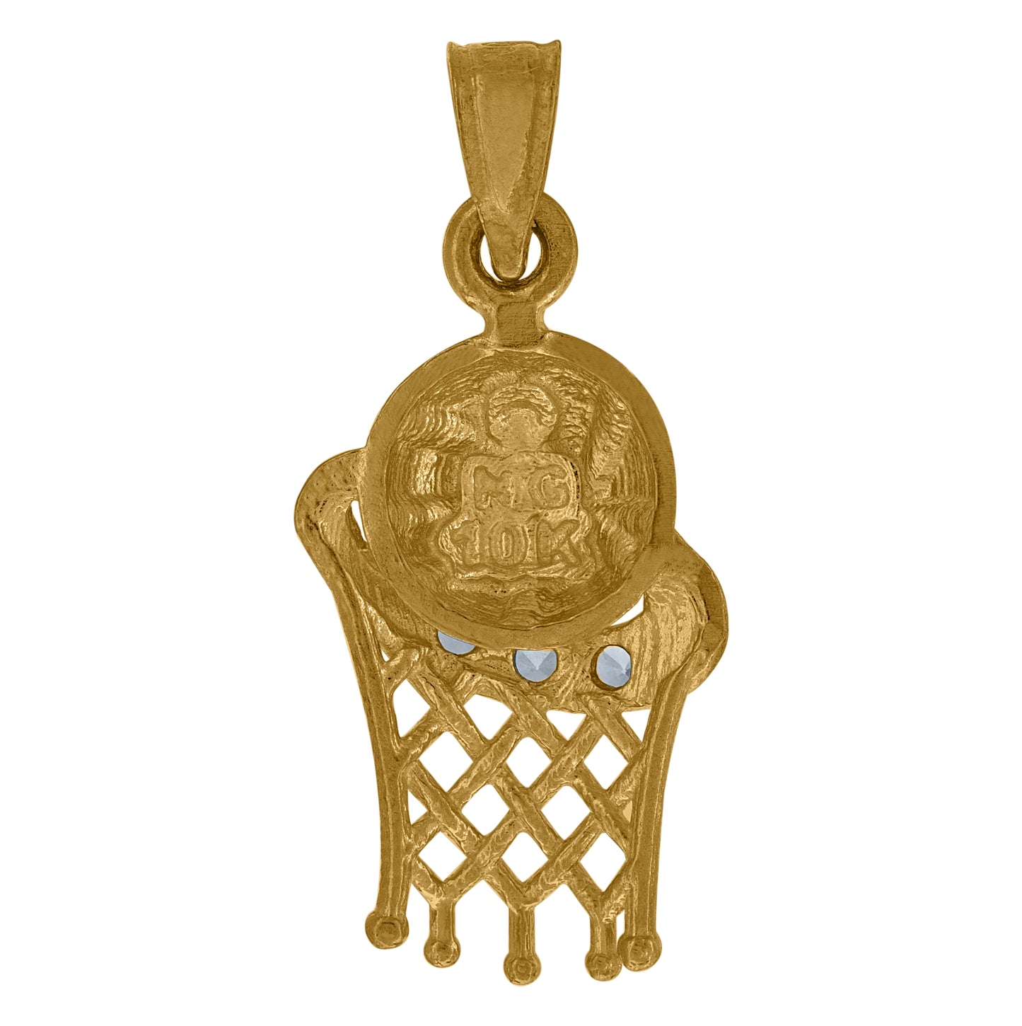 10K Gold Two-Tone Cubic-Zirconia Unisex Basket Ball Sports Charm Pendant