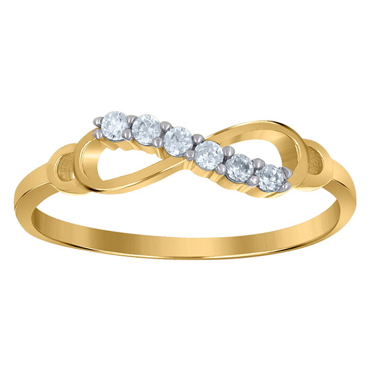 10K Two-Tone Gold Womens Cubic Zirconia Love Infinity Fashion Ring