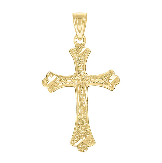 10K Two-Tone Gold Mens Women Crucifix Cross Religious Charm Pendant