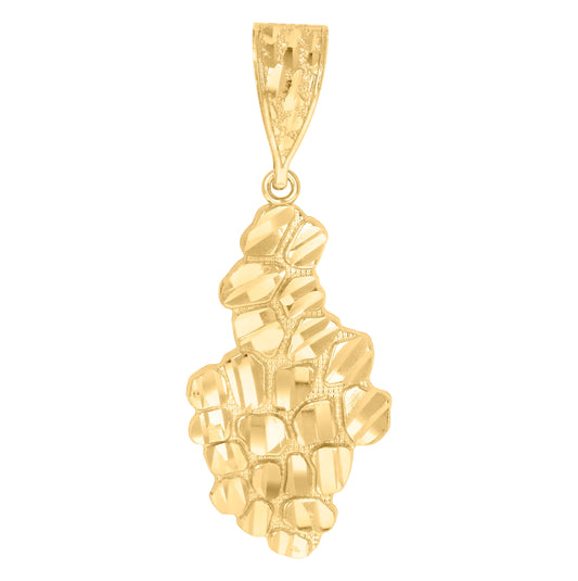 10K Yellow Gold Diamond-Cut Mens Nugget Charm Pendant