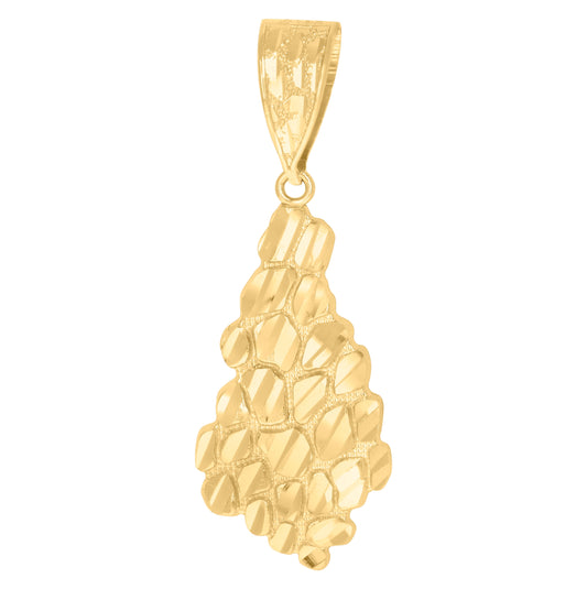 10K Yellow Gold Mens Women Nugget Textured Charm Pendant