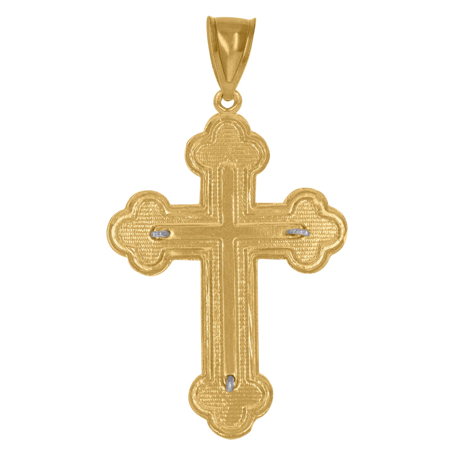 10K Gold Two-Tone Diamond-Cut Mens Cross Crucifix Religious Charm Pendant