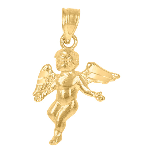 10K Yellow Gold Unisex Angel Religious Charm Pendant