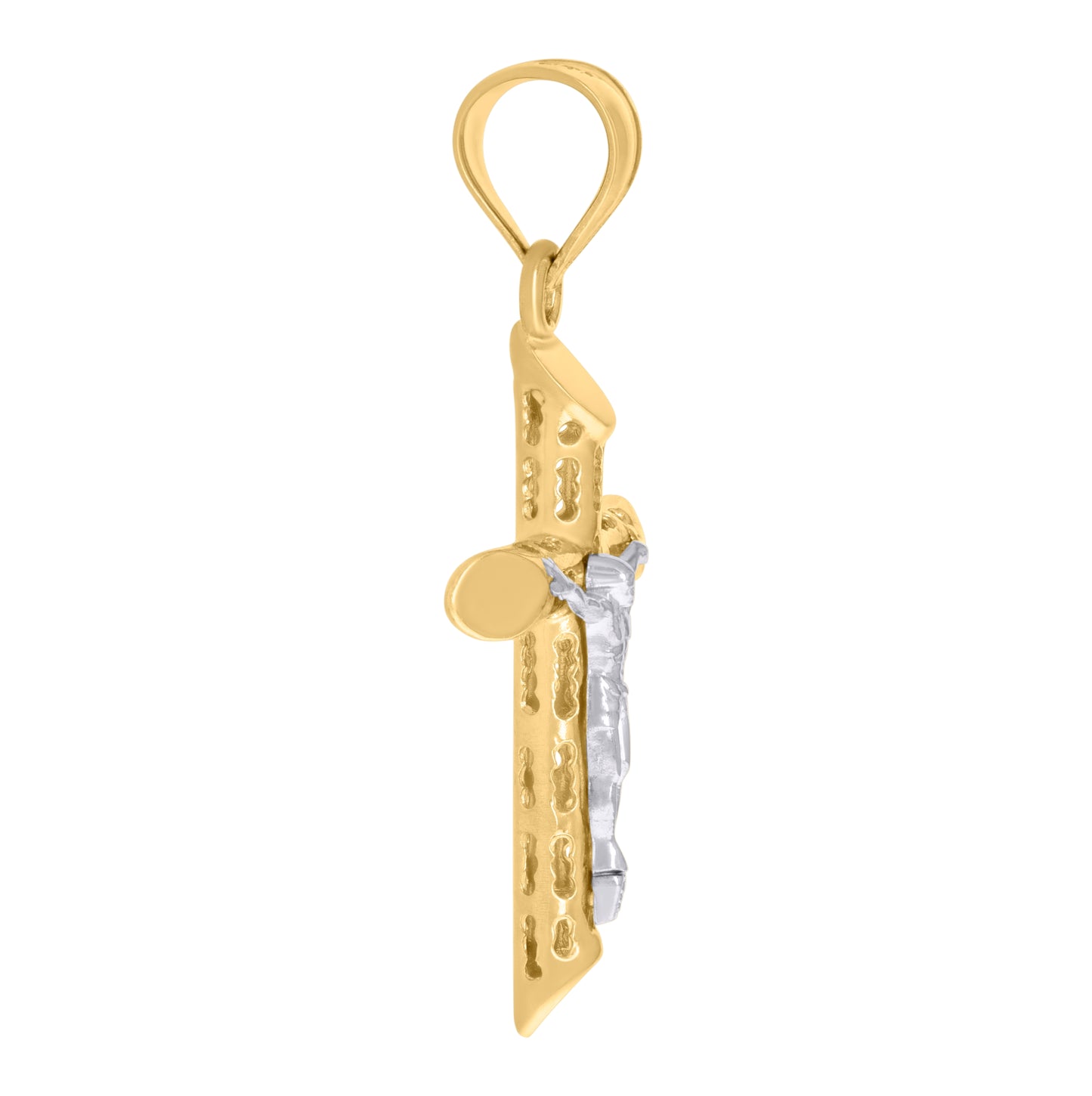 10K Two-Tone Gold Mens Women Crucifix Cross Religious Charm Pendant