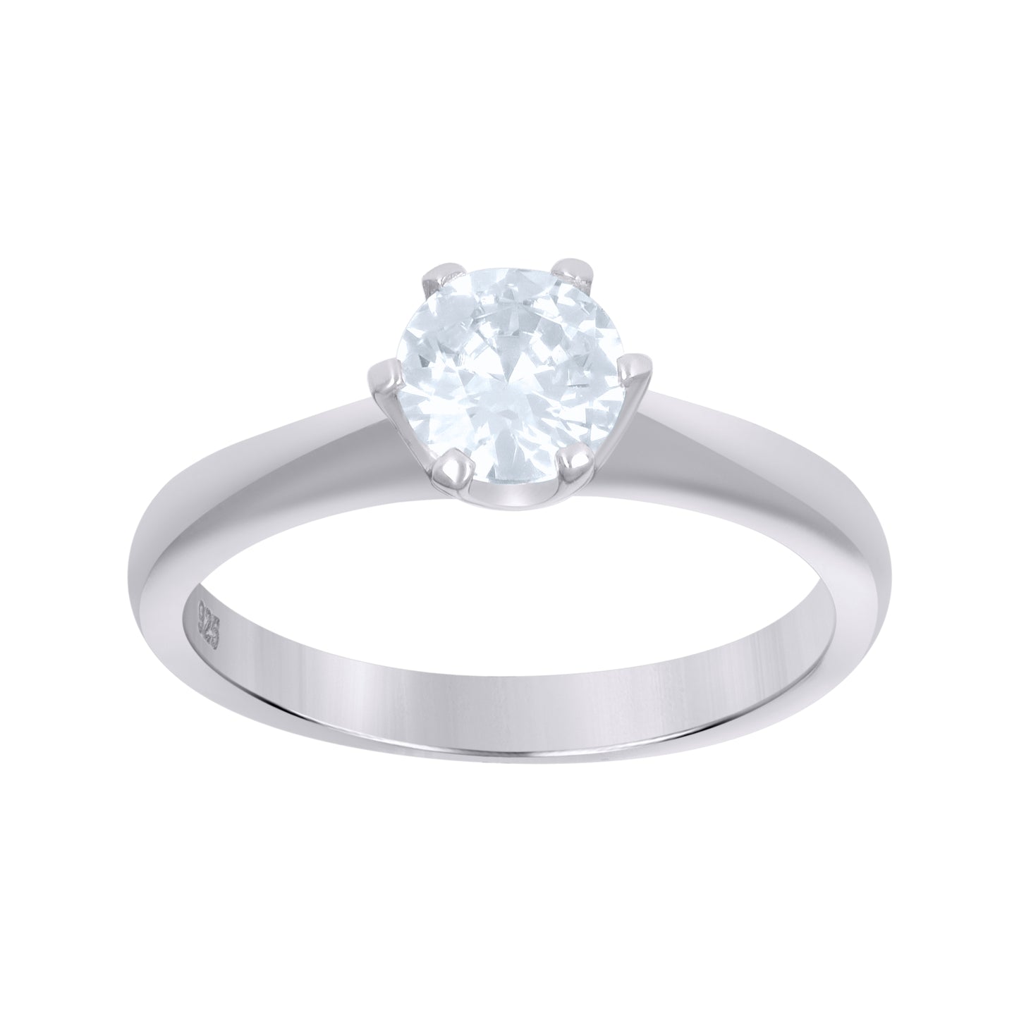 Sterling Silver Womens Cubic Zirconia Sizes 6-9 Round Center Stone Bridal Wedding Engagement Anniversary Band Ring