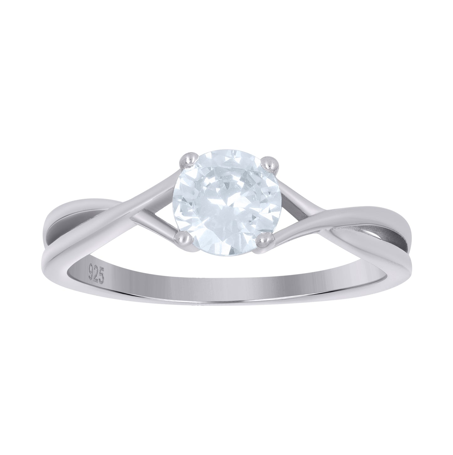 Sterling Silver Womens Cubic Zirconia Sizes 6 To 9 Round Center Stone Infinity Bridal Wedding Engagement Anniversary Band Ring