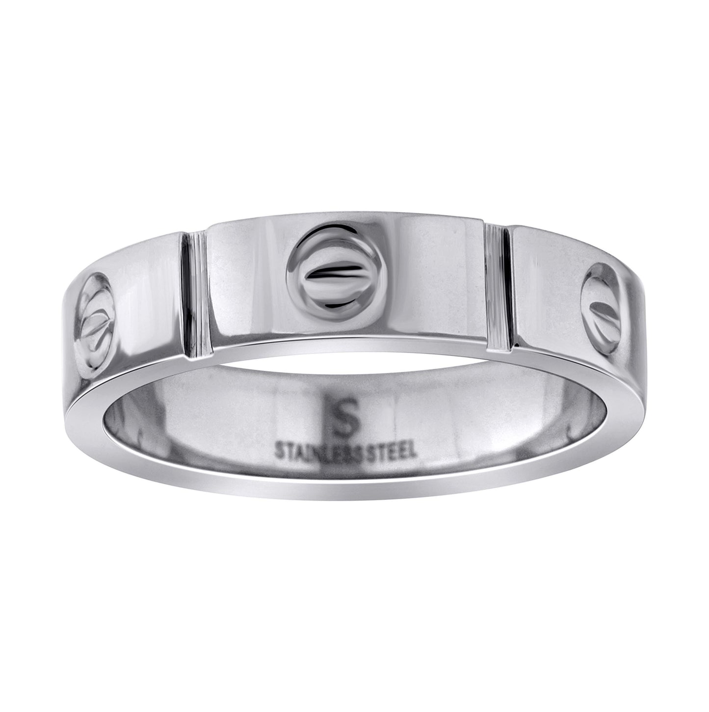 Stainless Steel Mens Grooved Screw Sizes 7 - 14 Comfort-fit Fashion Bridal Anniversary Wedding Engagement Band Ring