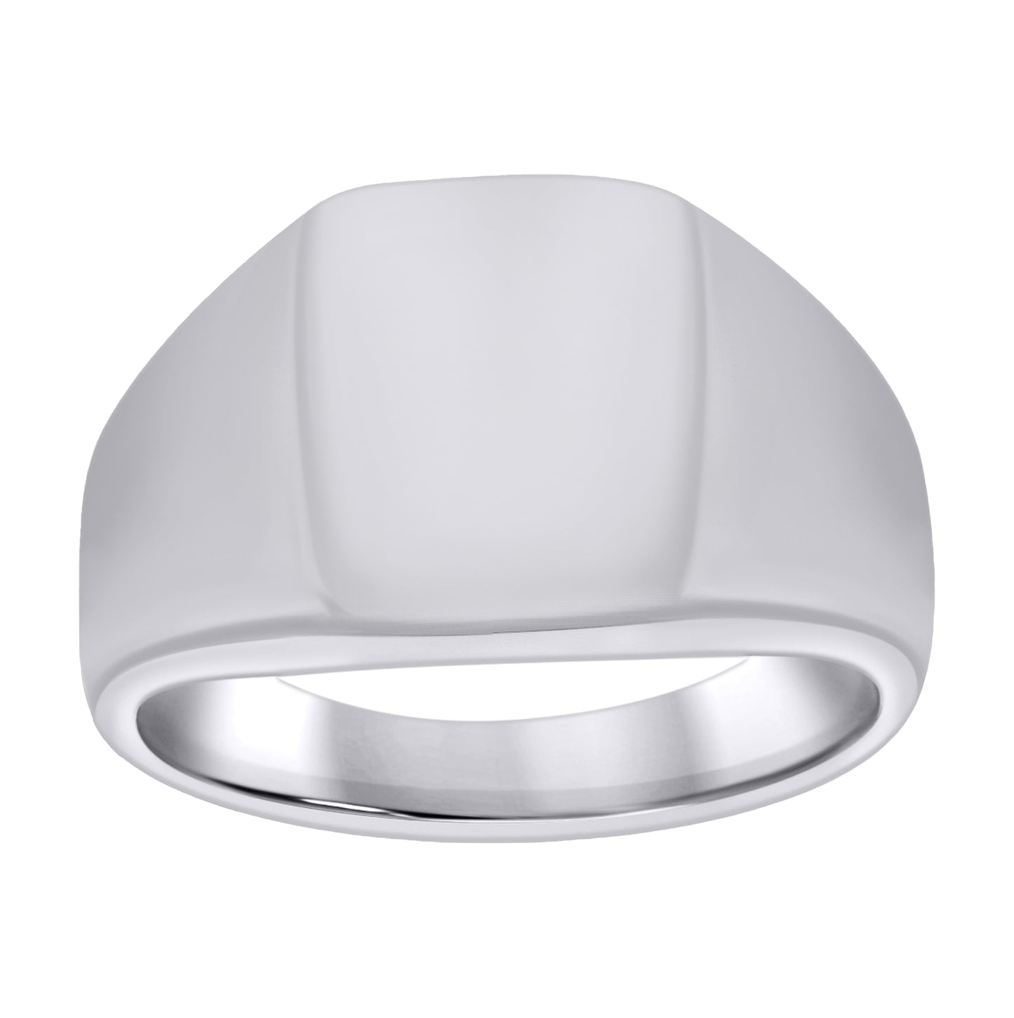 Stainless Steel Mens Rectangle Signet Polished Plain Band Comfort-Fit Fashion Bridal Anniversary Wedding Engagement Band Ring