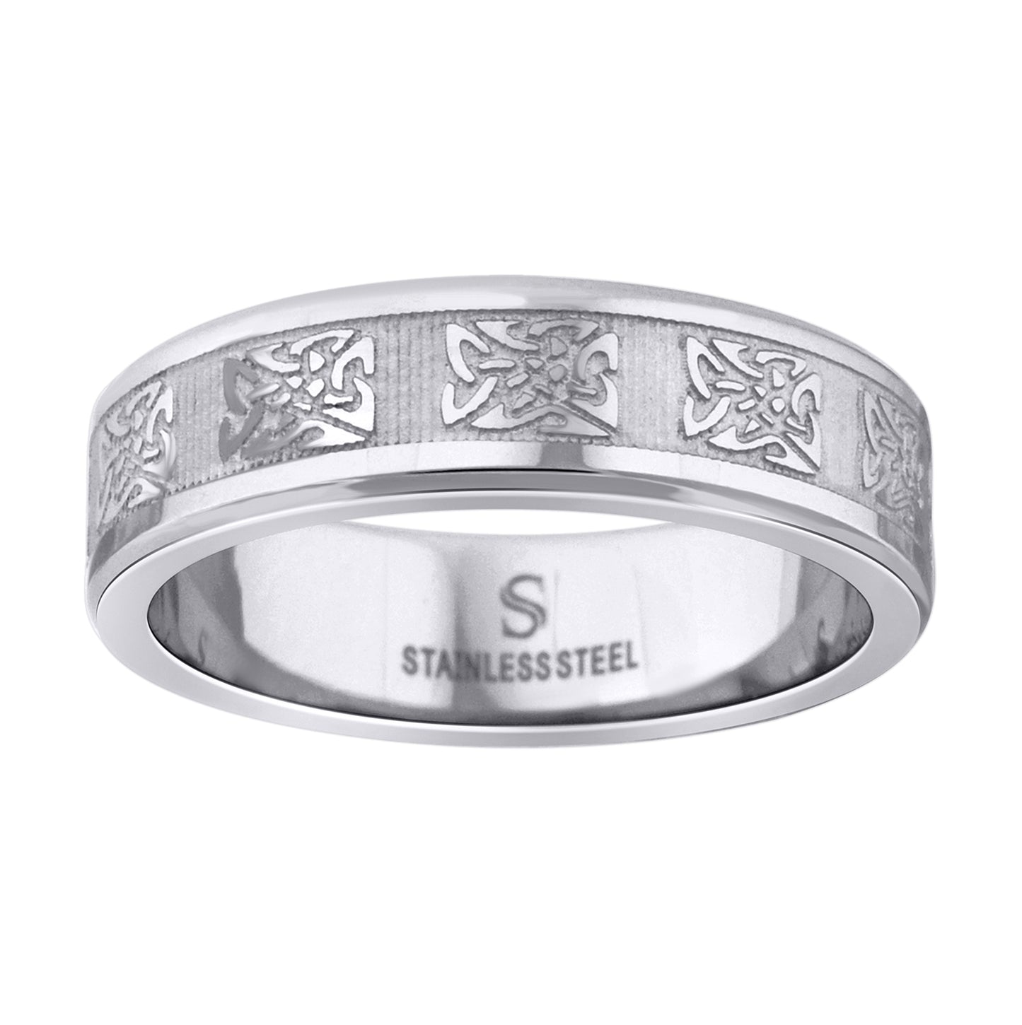 Stainless Steel Mens Celtic Engraved Promise Sizes 7 - 14 Comfort-fit Fashion Bridal Anniversary Wedding Engagement Band Ring