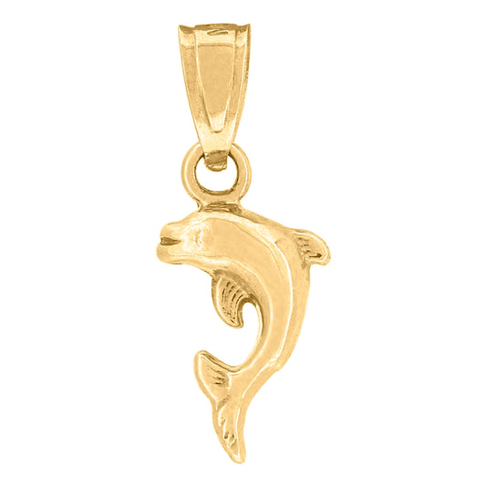 10K Yellow Gold Womens Dolphin Animal Charm Pendant