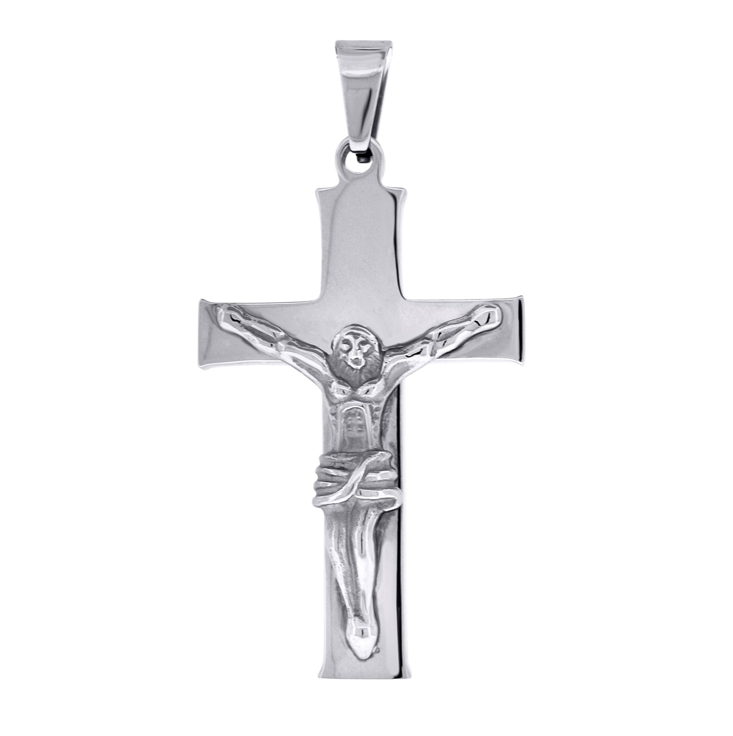 Stainless Steel Mens Cross With Crucifix Religious Charm Pendant